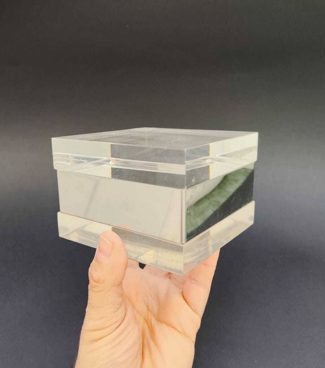 Vintage Lucite And Brass Box By Alessandro Albrizzi, Hollywood Regency Romeo Rega, 1970s photo 348.0