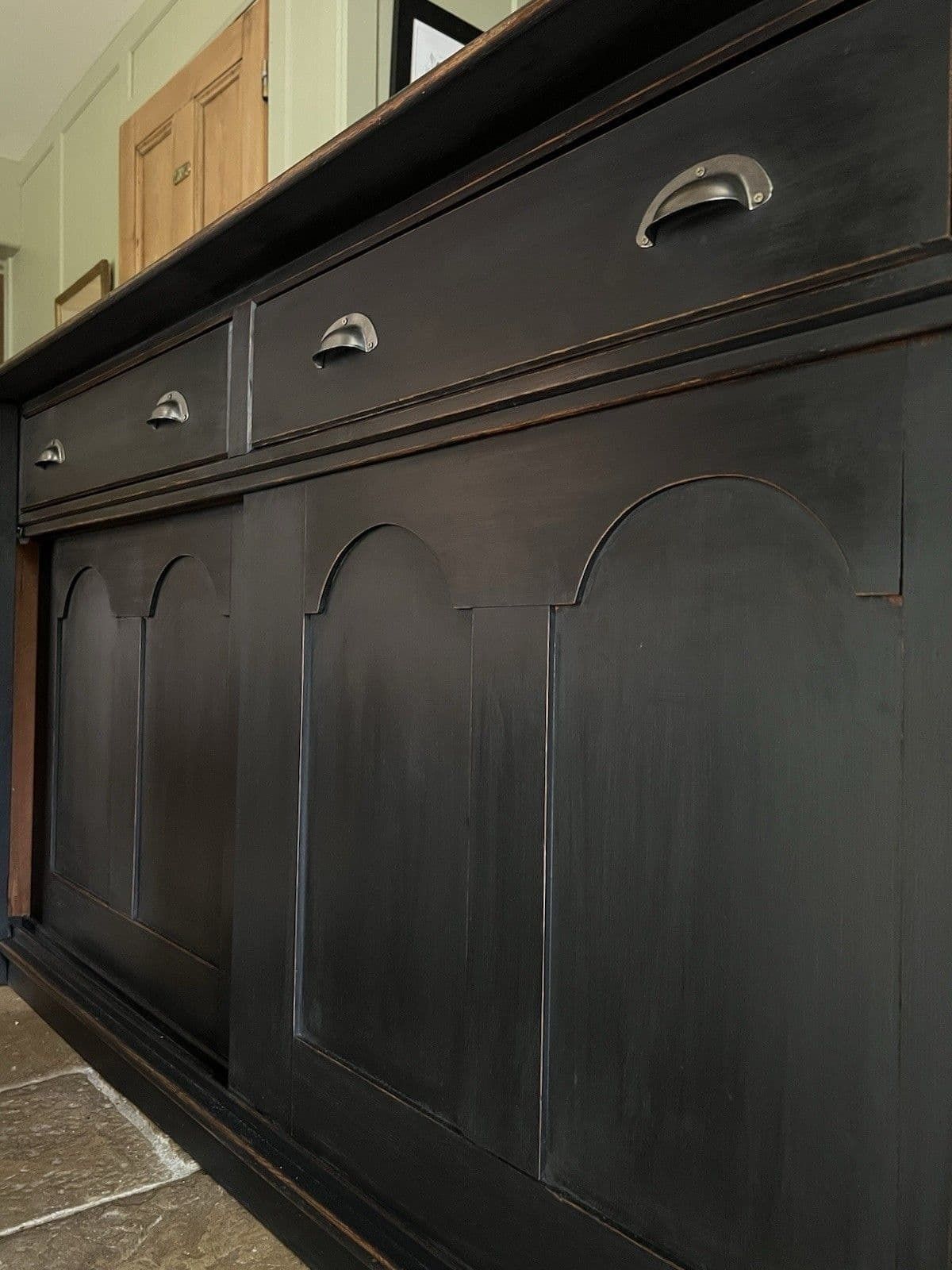 Antique Victorian Painted Solid Pine Sideboard Dresser Base Sliding Door Cupboard photo Furniture