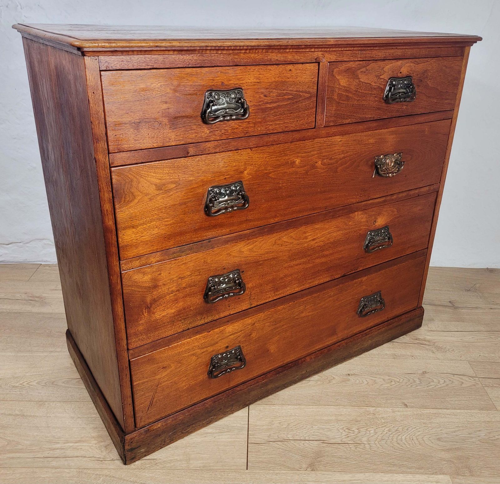 Chest Of Drawers Pine Arts & Crafts 2 Over 3 1910 Drop Handle photo for sale