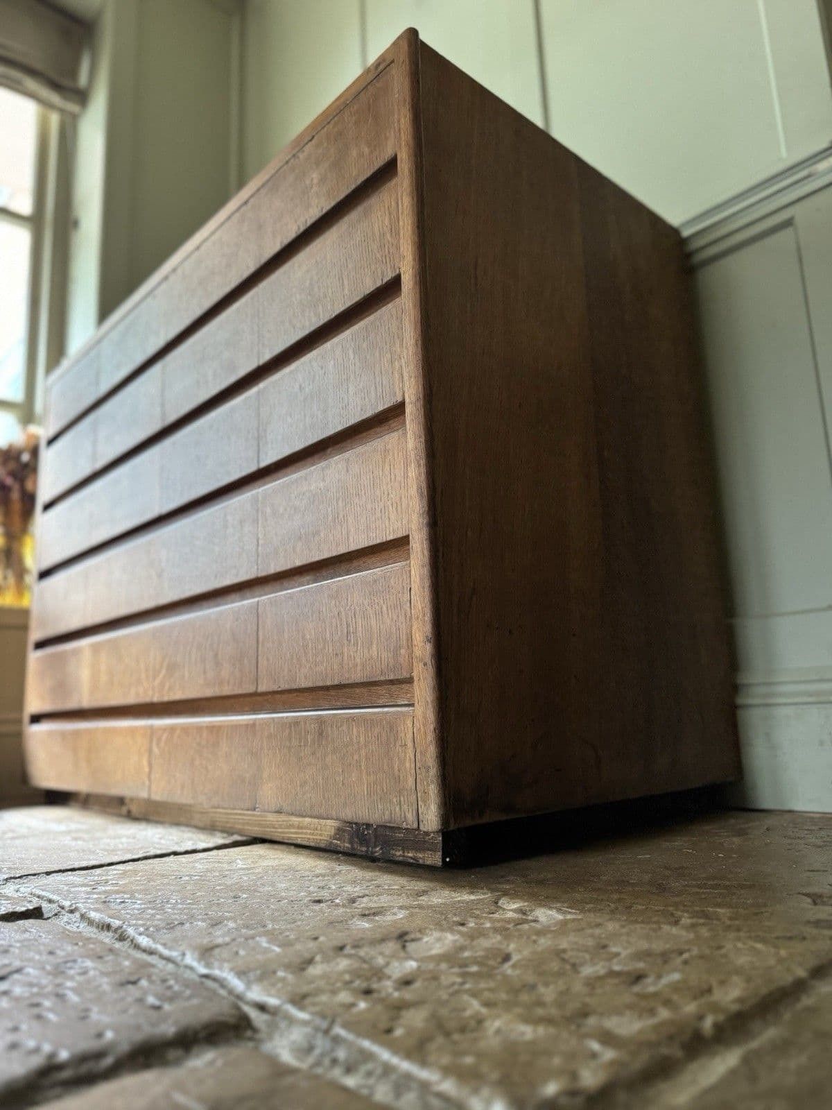 Vintage Midcentury Oak Veneer & Ply Haberdashery Apothecary Chest Of Drawers(24) photo Furniture