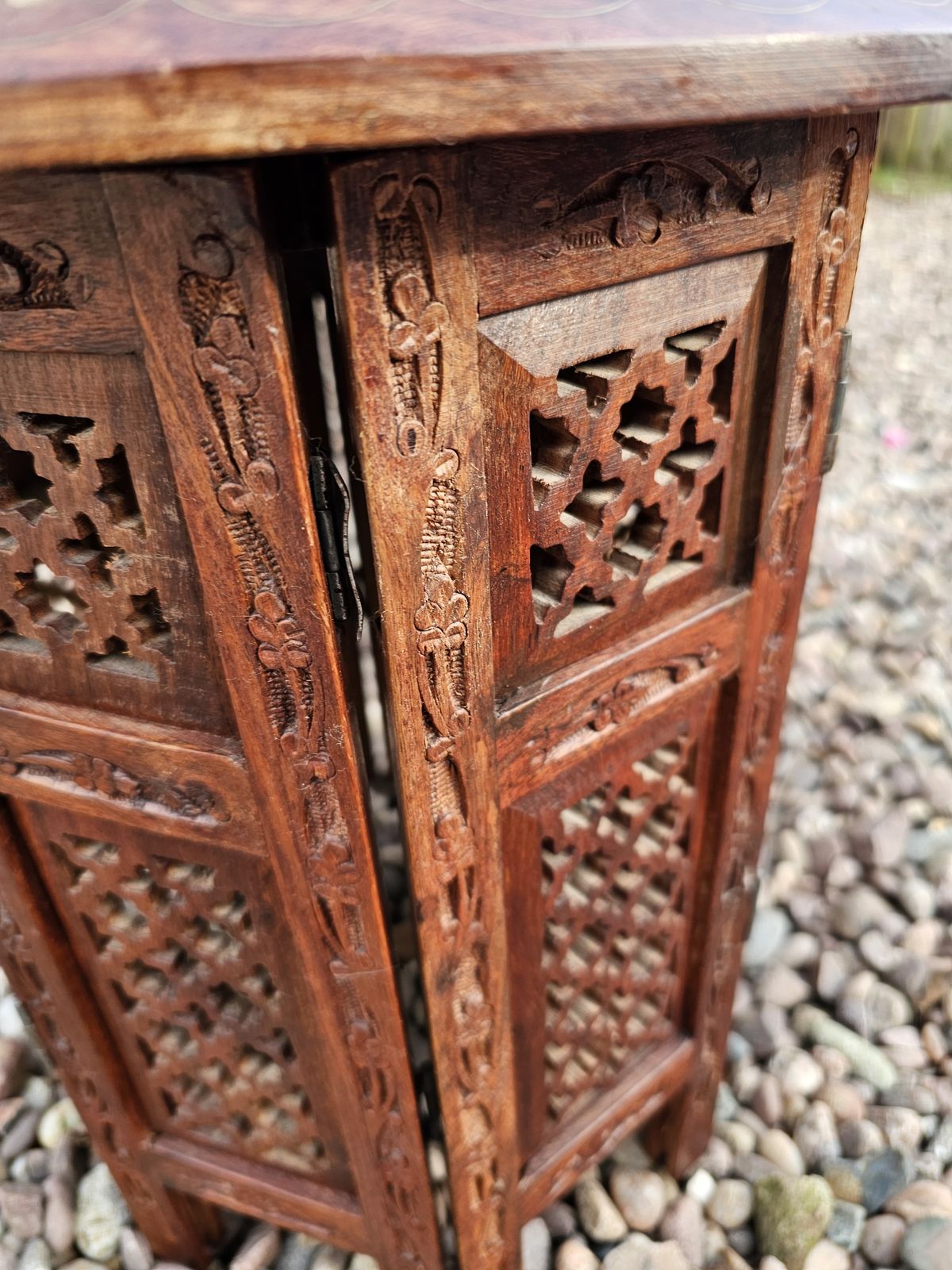 Stylla London Indian Hand Carved Sheesham Jali Wooden Side Table photo Furniture