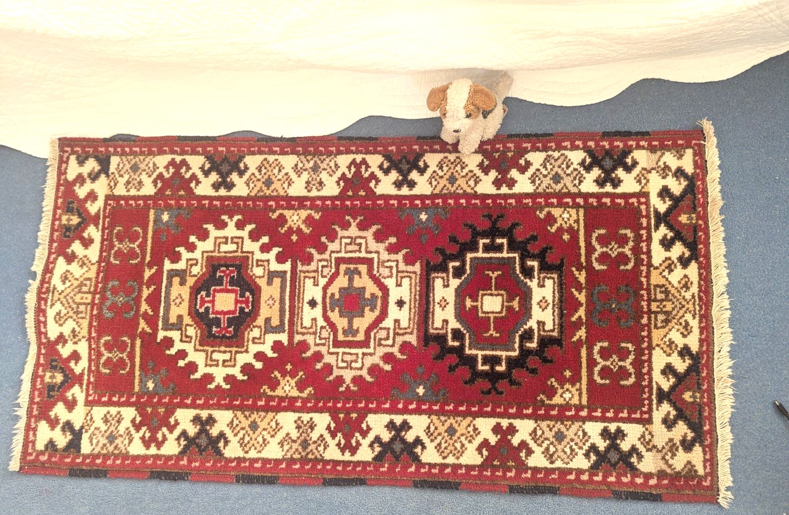 Antique Indian Rug Hand Made Oriental Wool Vintage Medium Runner 125x64cm Ex Con photo for sale