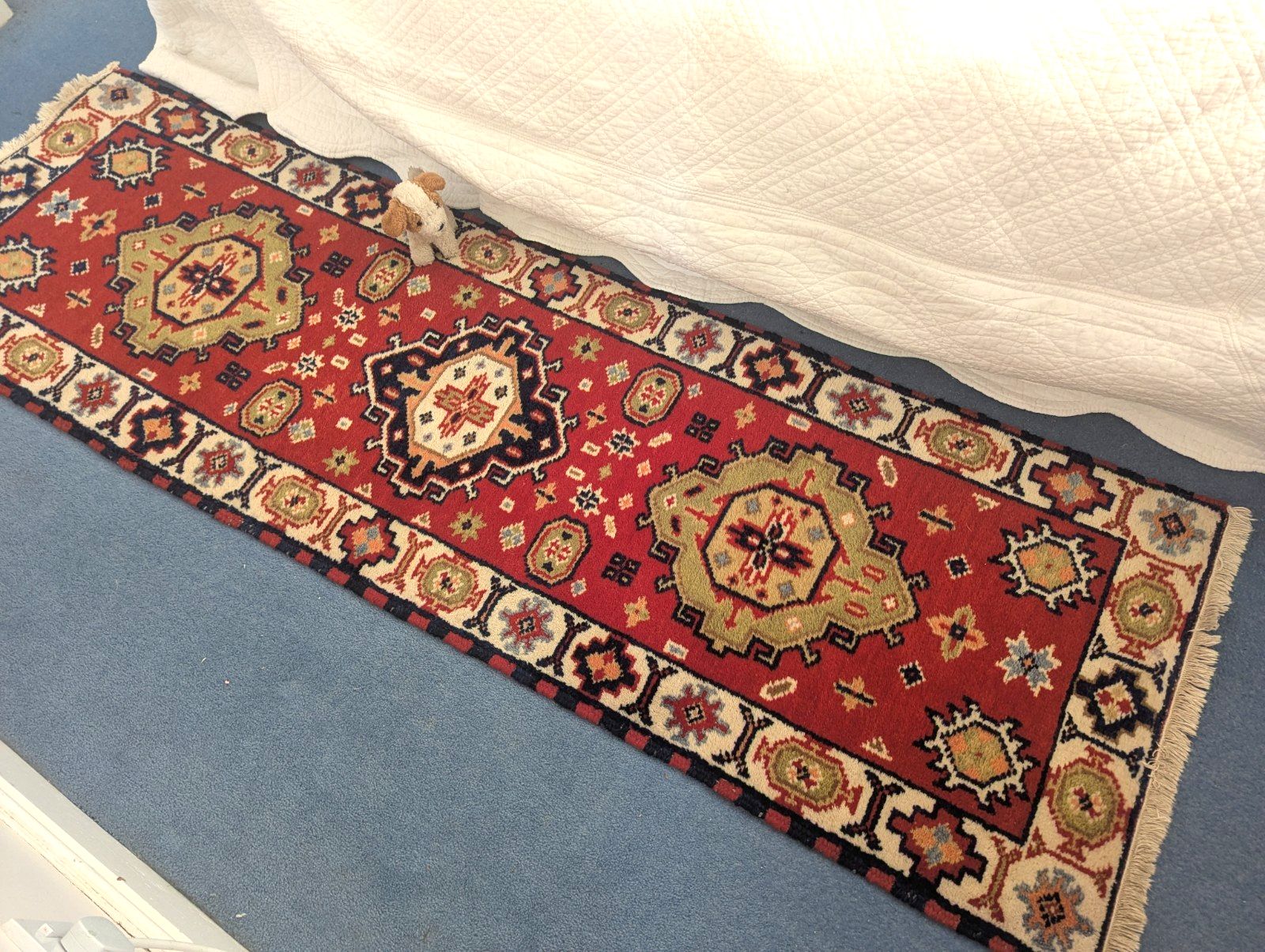 Antique Indian Rug Hand Made Oriental Wool Vintage Medium Runner 205 X 67cm