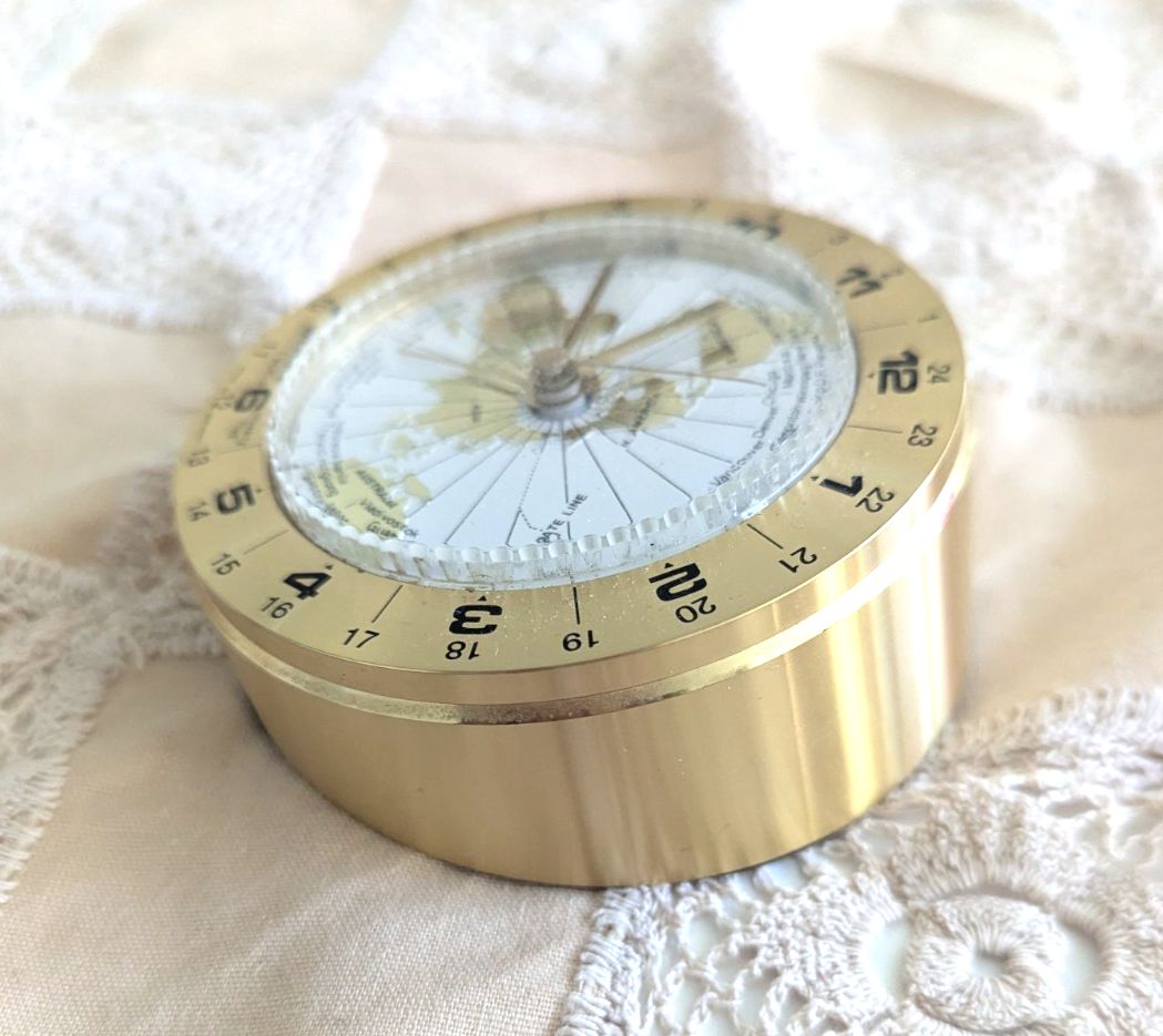 Wehrle World Time Travel Alarm Clock  Brass Quartz Movement Made In Germany photo 126.0
