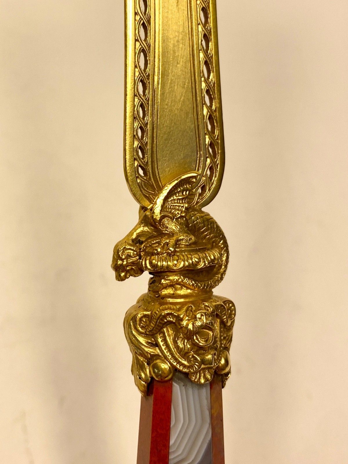 Antique 19th Century Scottish Gilt, Agate Handle Paper Knife, Letter Opener. photo vinterior