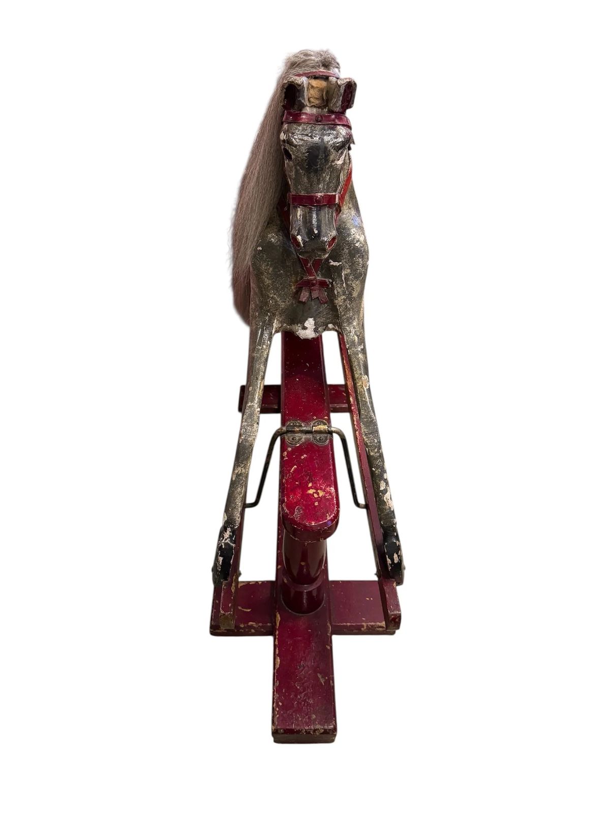 Antique Victorian Painted Dapple Grey Rocking Horse photo furniture