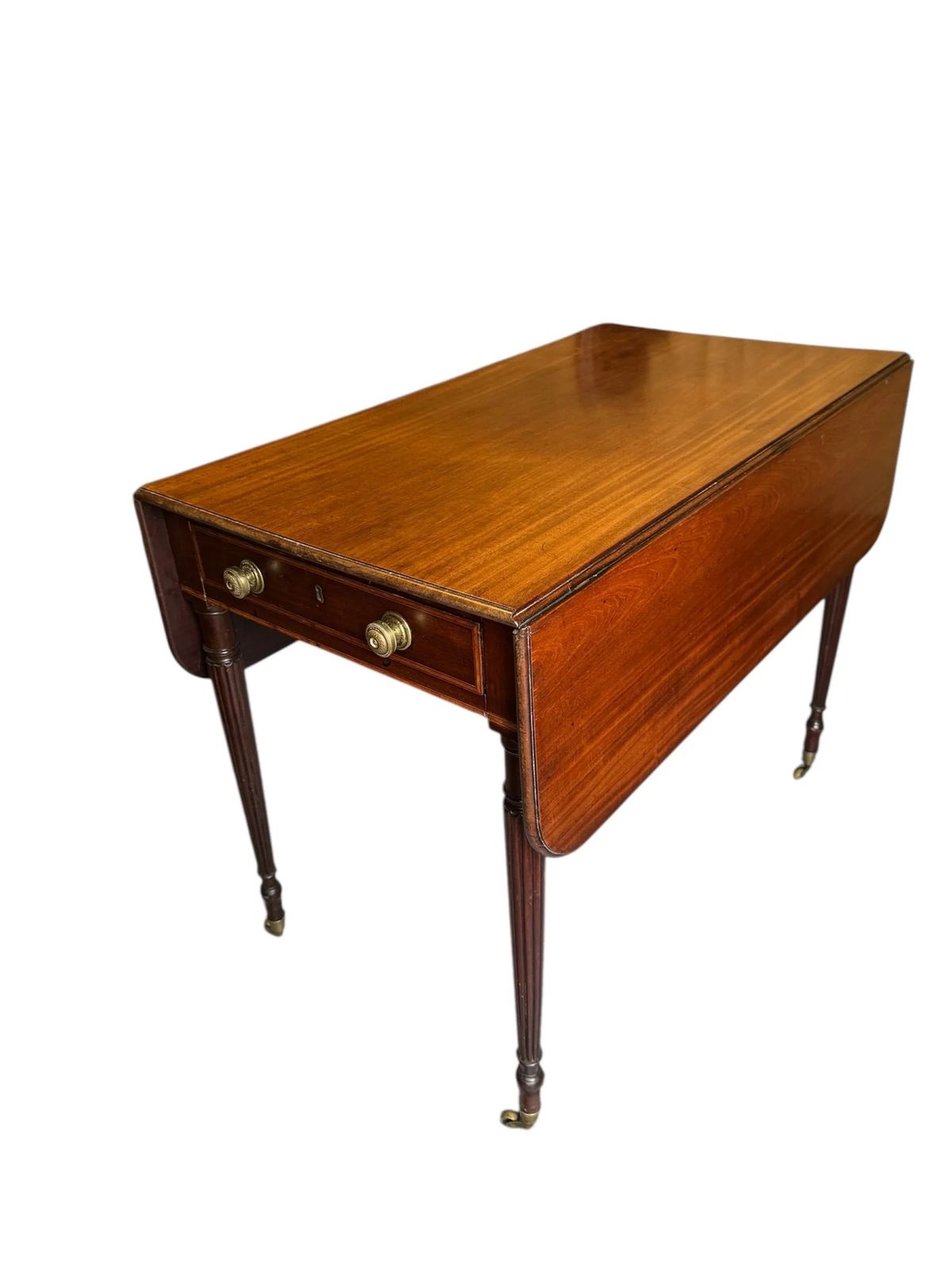 Victorian Mahogany Pembroke Table Drop Leaves Single Drawer Dining