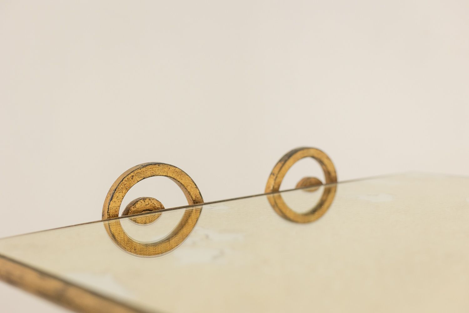 photo for sale Coffee Table In Gilded Wrought Iron With An Eglomized Glass Top. 1970s.