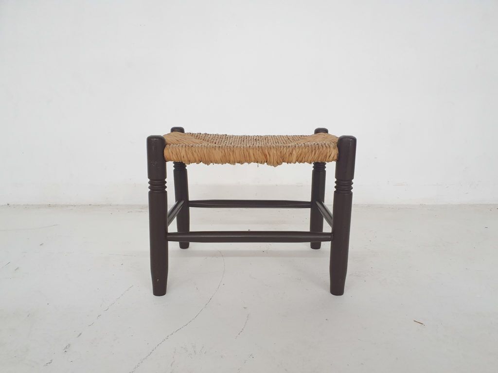Vintage Rattan And Wooden Stool, France, 1960's photo furniture
