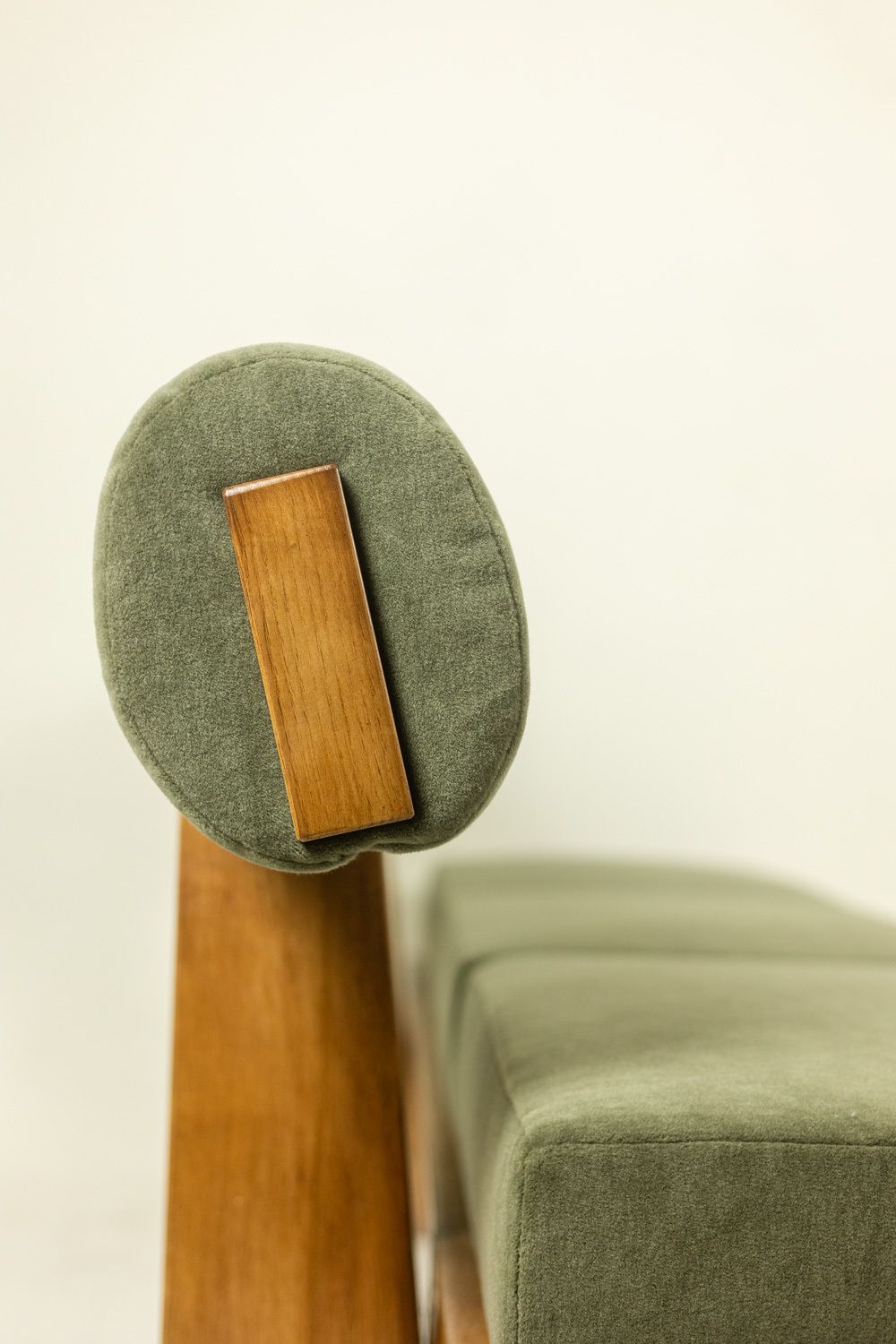 3 Seater Sofa In Light Ash Wood And Green Mohair Velvet. Contemporary photo vinterior