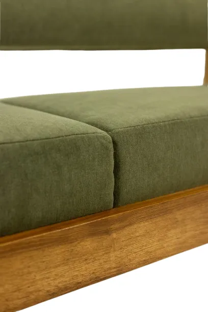 Furniture 3 Seater Sofa In Light Ash Wood And Green Mohair Velvet. Contemporary photo