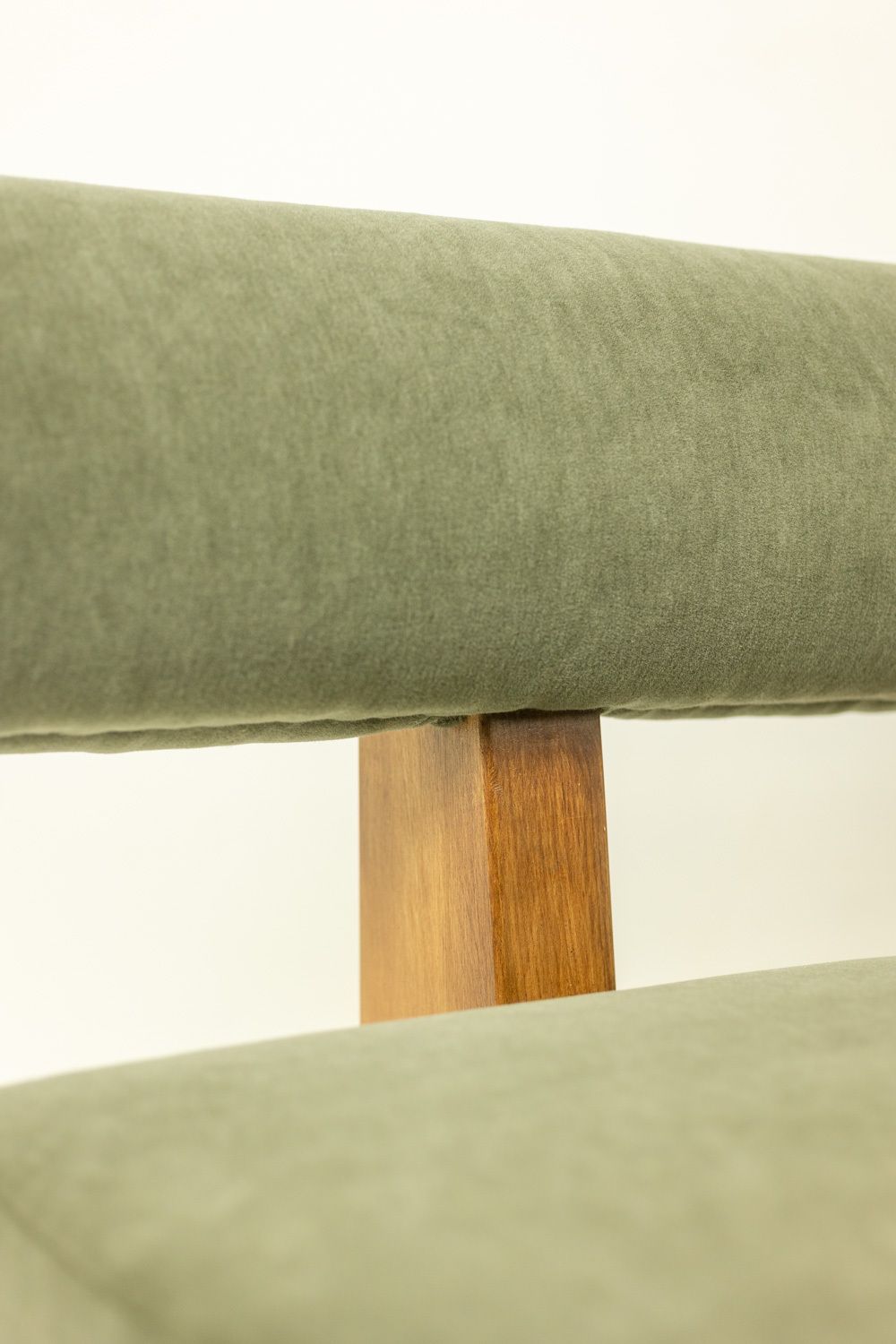 photo buy 3 Seater Sofa In Light Ash Wood And Green Mohair Velvet. Contemporary