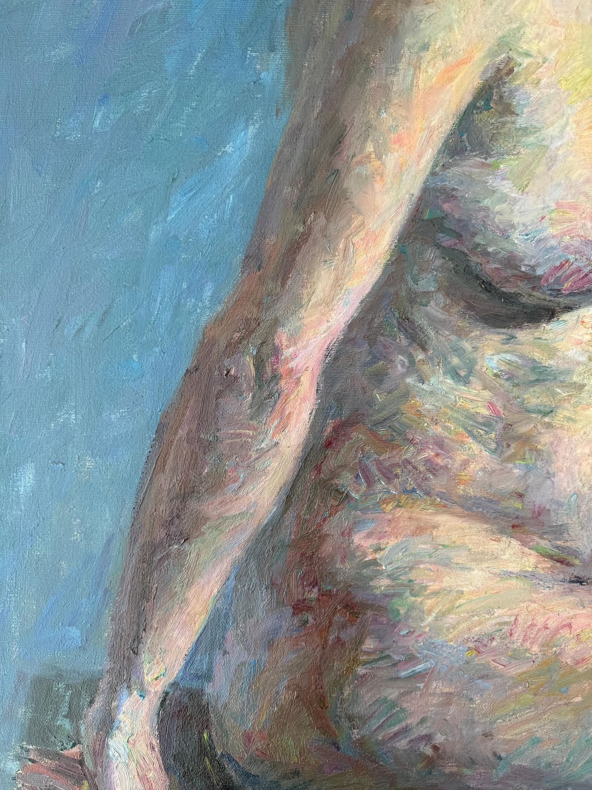 Francisco Abad Doblas Seated Female Nude Oil Painting – Spanish Figurative Expressionist 20th Century 1975 photo vinterior