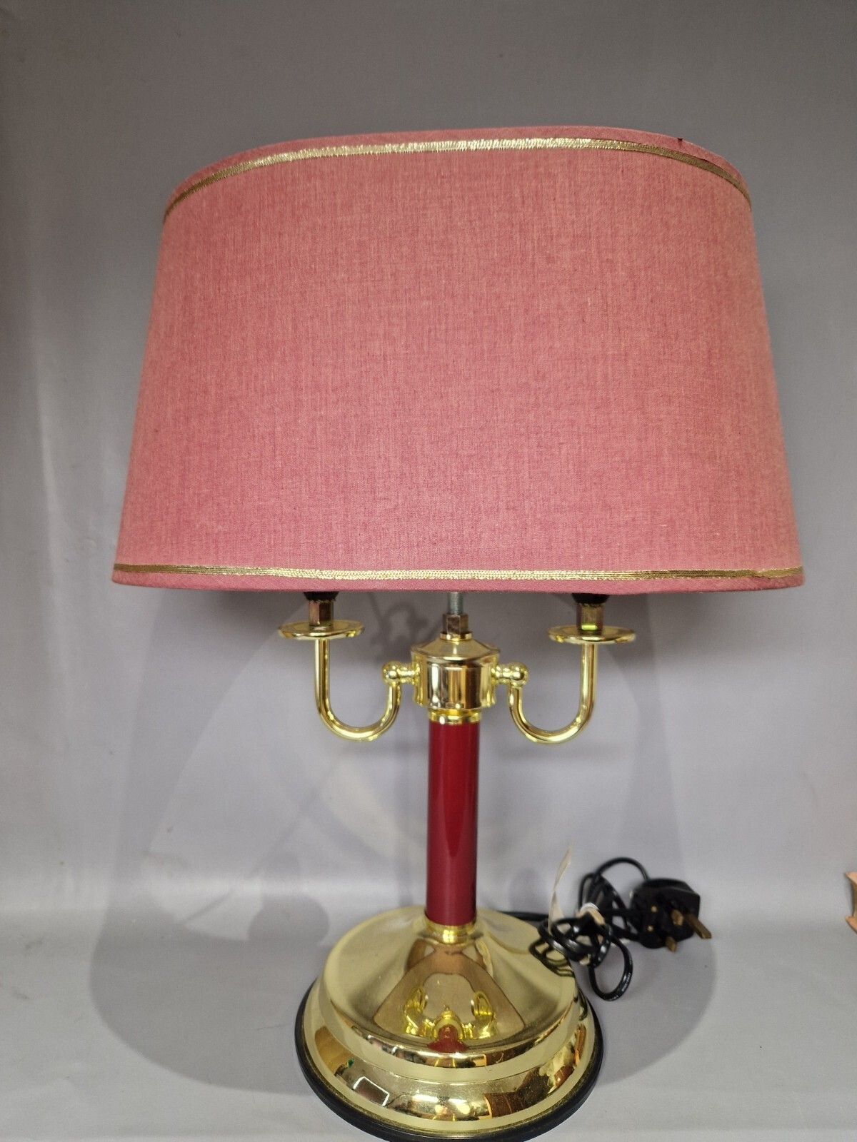Vintage Bouillotte Table Lamp Burgundy Gold Plum Classic Table Lamp Double Bulb