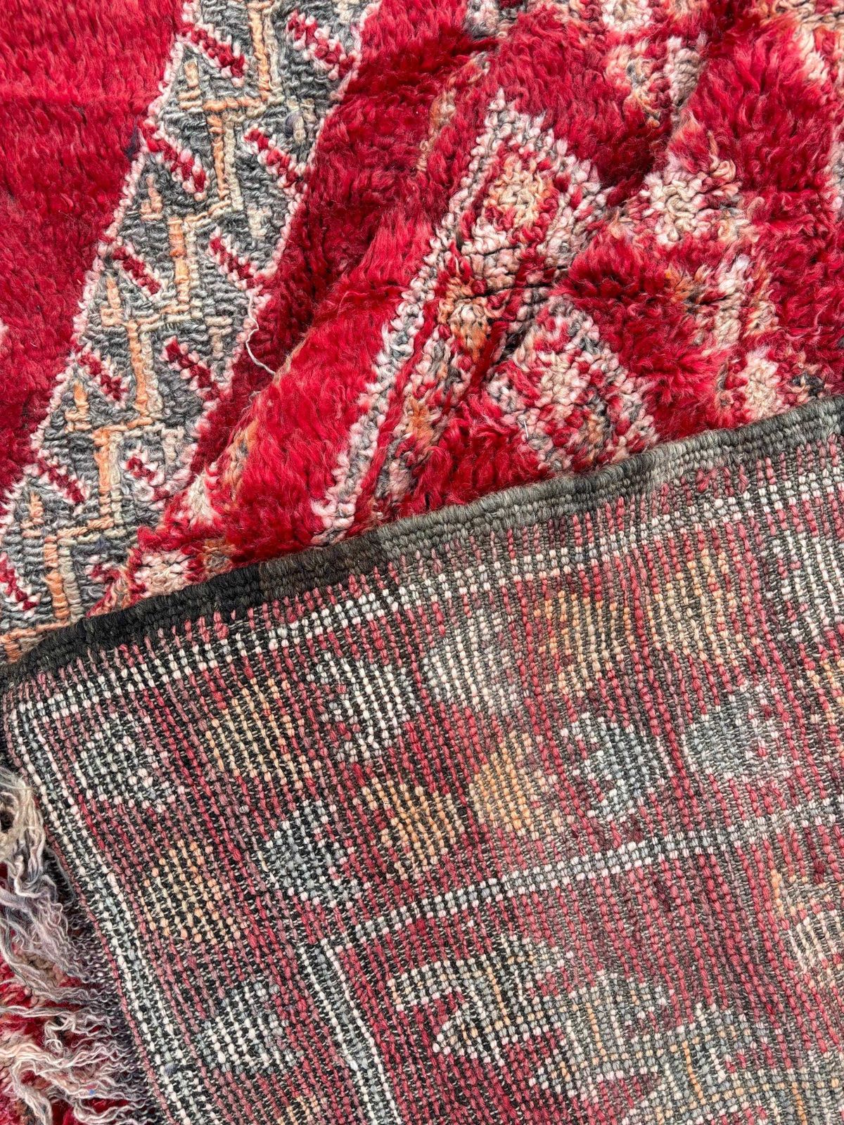 Moroccan Beni Mguild Rug Vintage 210x290 Cm – 1970s Handmade Wool Rug – Large Red Berber Area Rug – Authentic Atlas Carpet photo for sale
