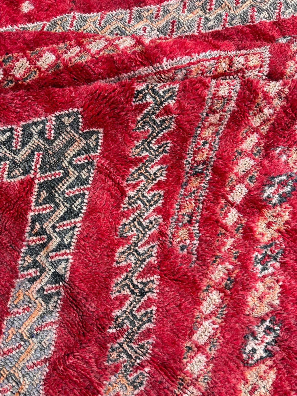 Moroccan Beni Mguild Rug Vintage 210x290 Cm – 1970s Handmade Wool Rug – Large Red Berber Area Rug – Authentic Atlas Carpet photo buy