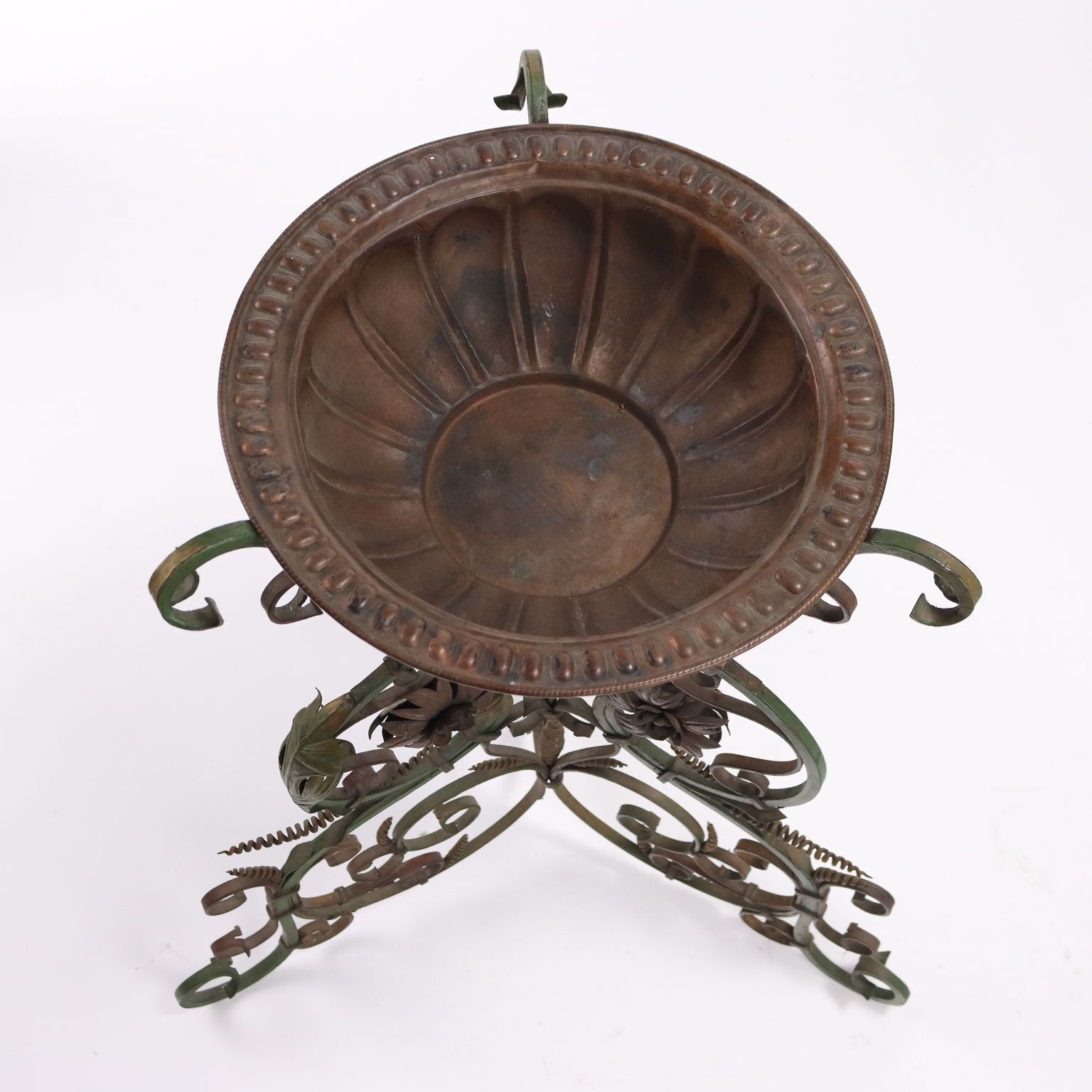 photo furniture Antique Trestle Wrought Iron With Copper Basin Early XX Century