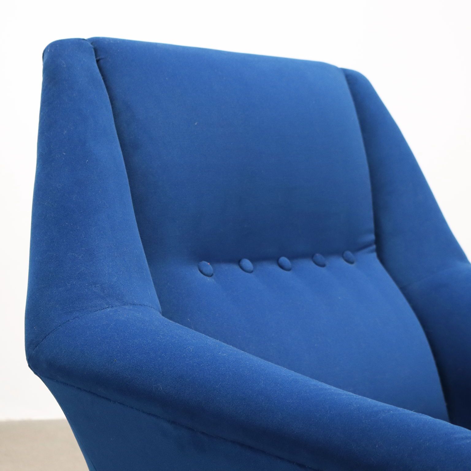 Vintage Armchair Fabric Metal Brass Italy 1950s 1960s photo for sale