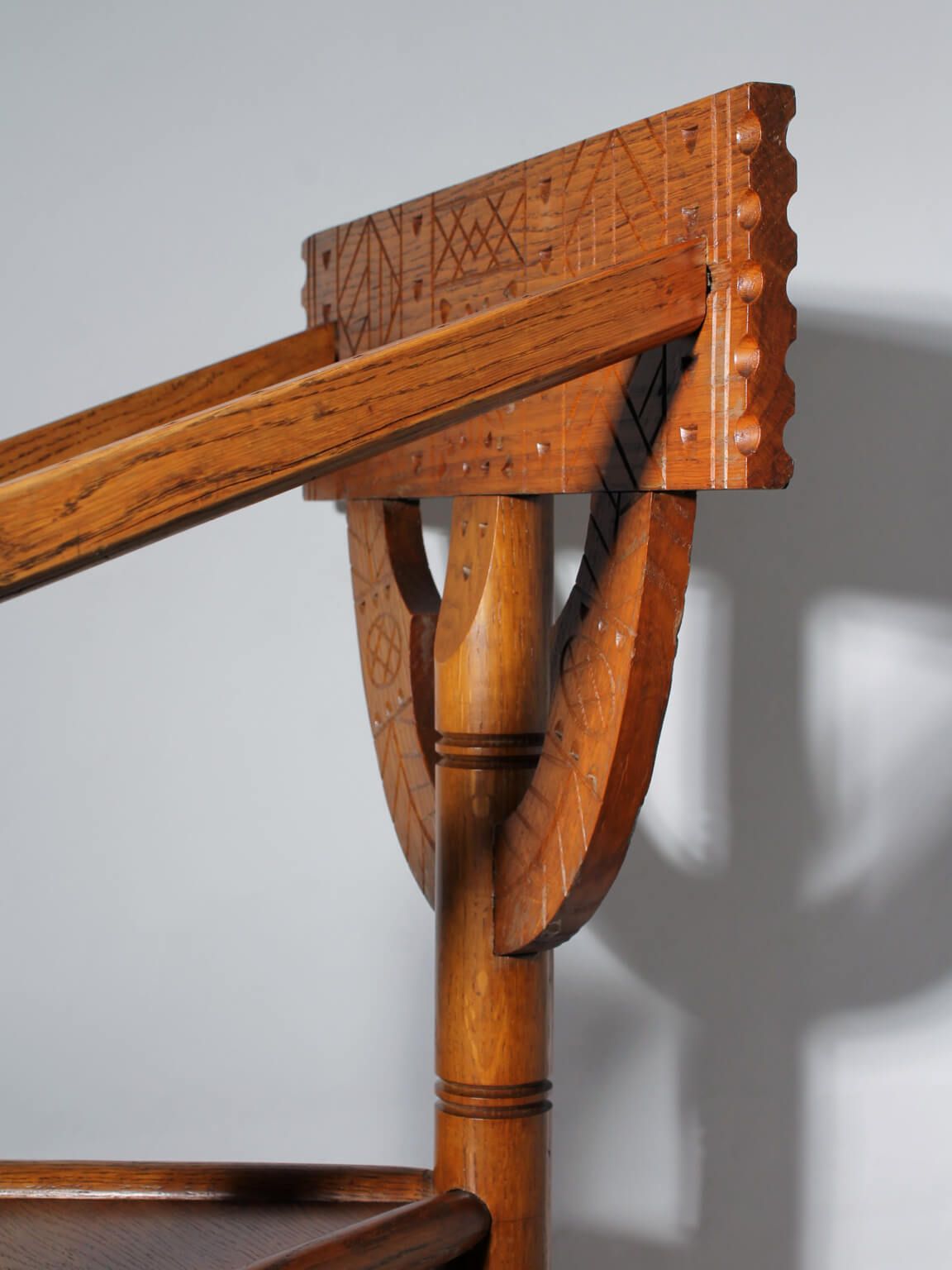 Swedish Carved Oak Monk Chair, 1930s photo for sale