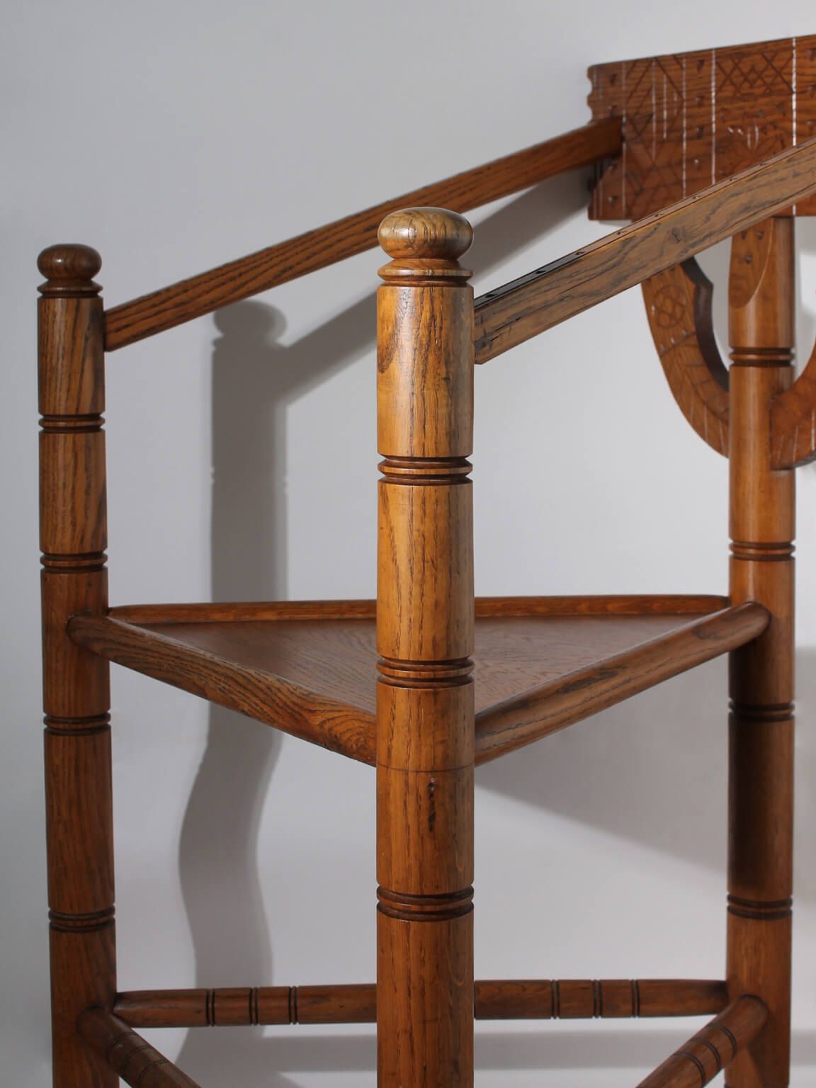 photo for sale Swedish Carved Oak Monk Chair, 1930s