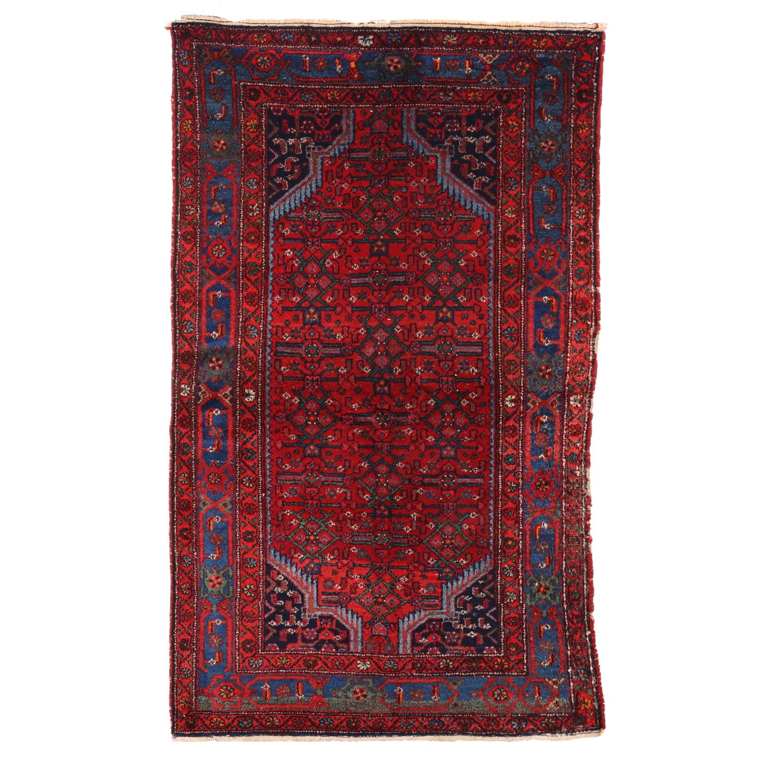 Antique Asian Carpet Cotton Wool Heavy Knot 83 X 49 In