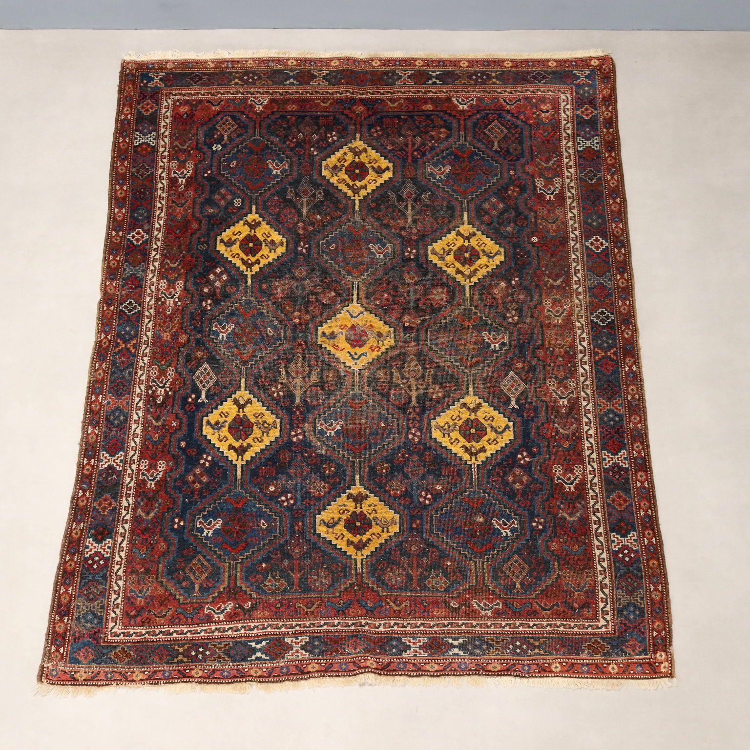Antique Asian Carpet Wool Thin Knot Handmade 73 X 57 In photo for sale