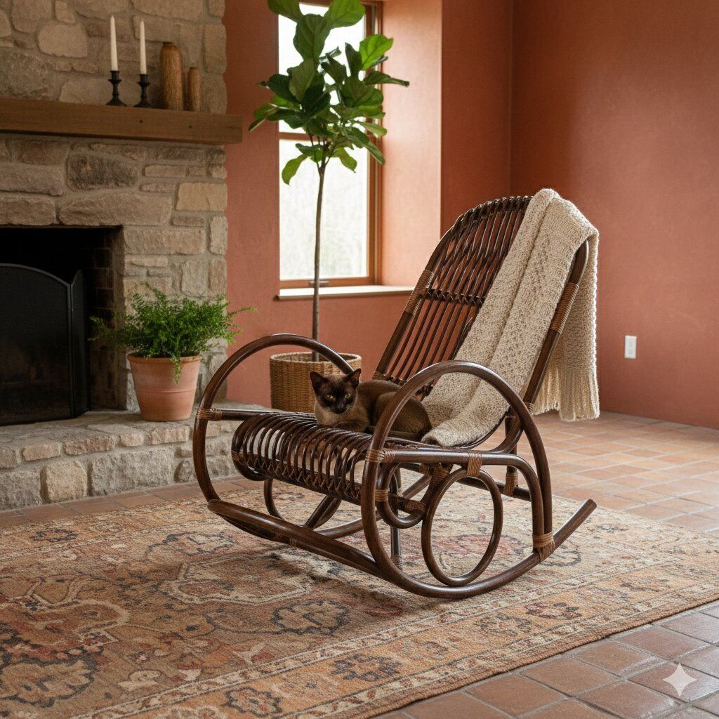 Vintage Rocking Chair Bamboo Design Italy 1970s photo furniture