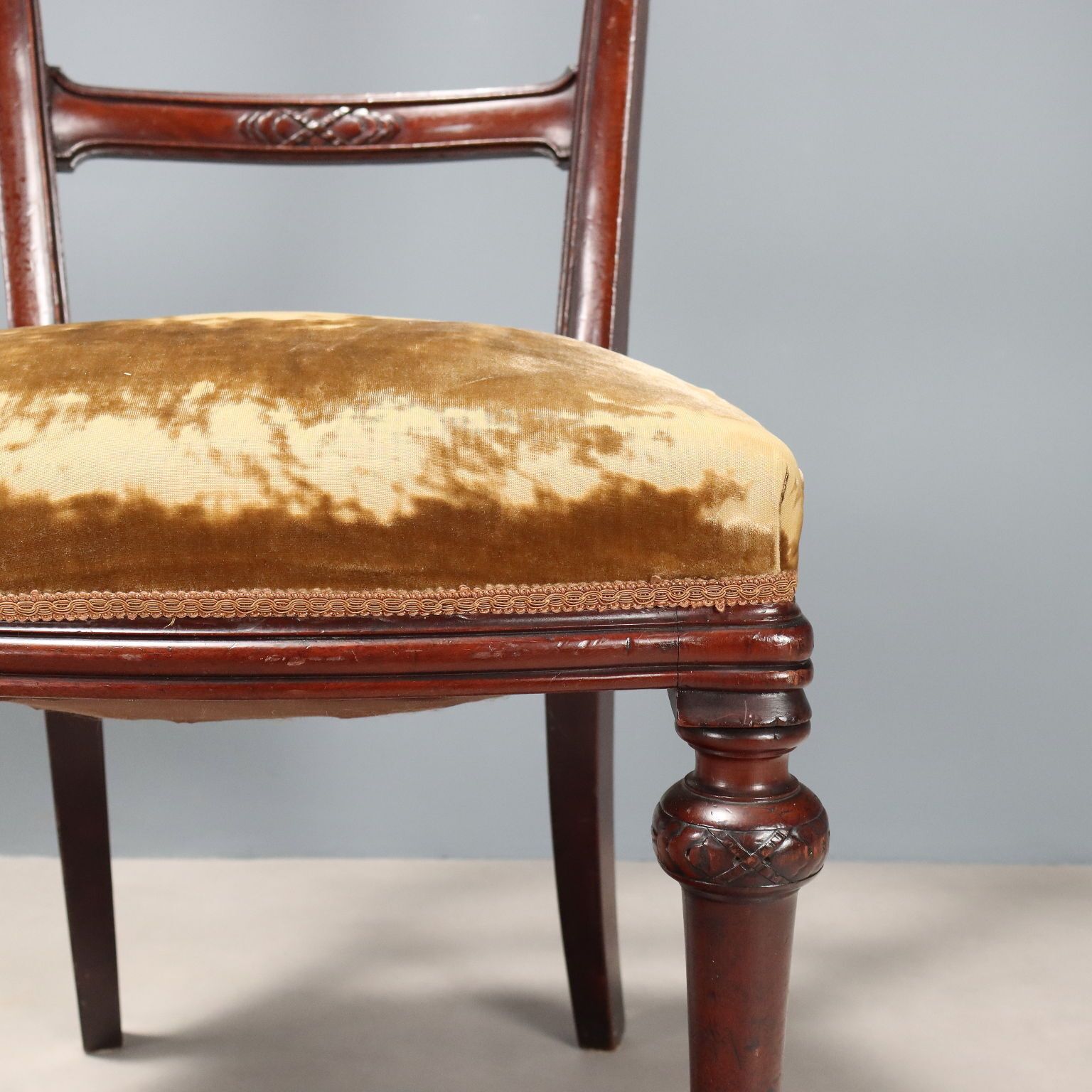 Antique Chairs Mahogany Fabric Padding Italy XX Century photo vinterior
