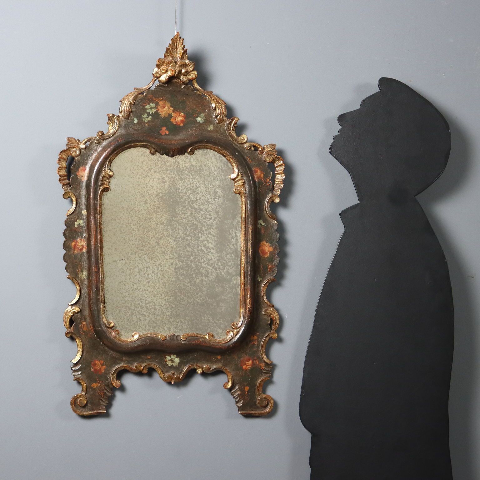 Antique Mirror Lacquered Wood Italy Late XIX Century photo furniture