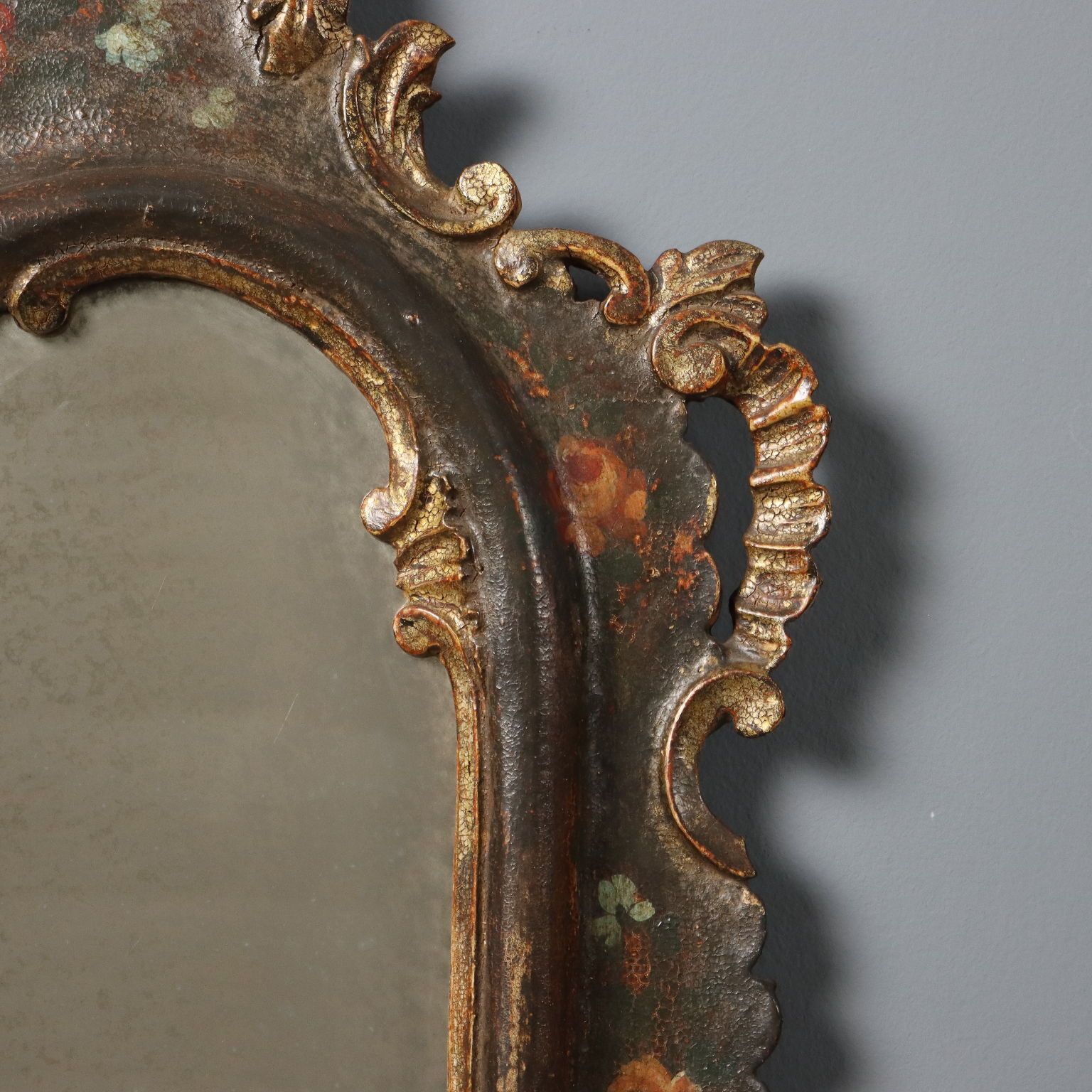 Antique Mirror Lacquered Wood Italy Late XIX Century photo 1070.0
