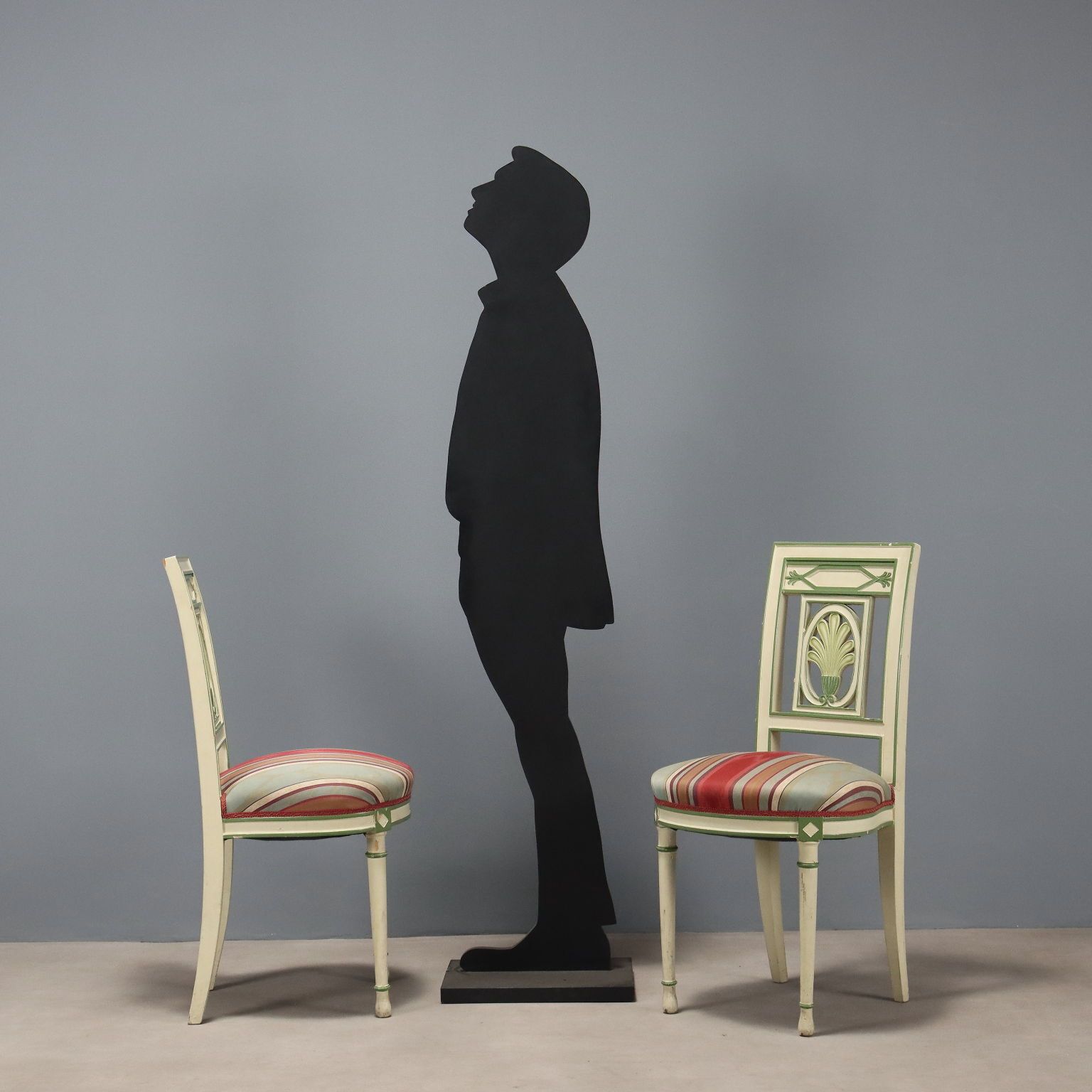 Chairs Neoclassical Style Lacquered Wood XX Century photo for sale