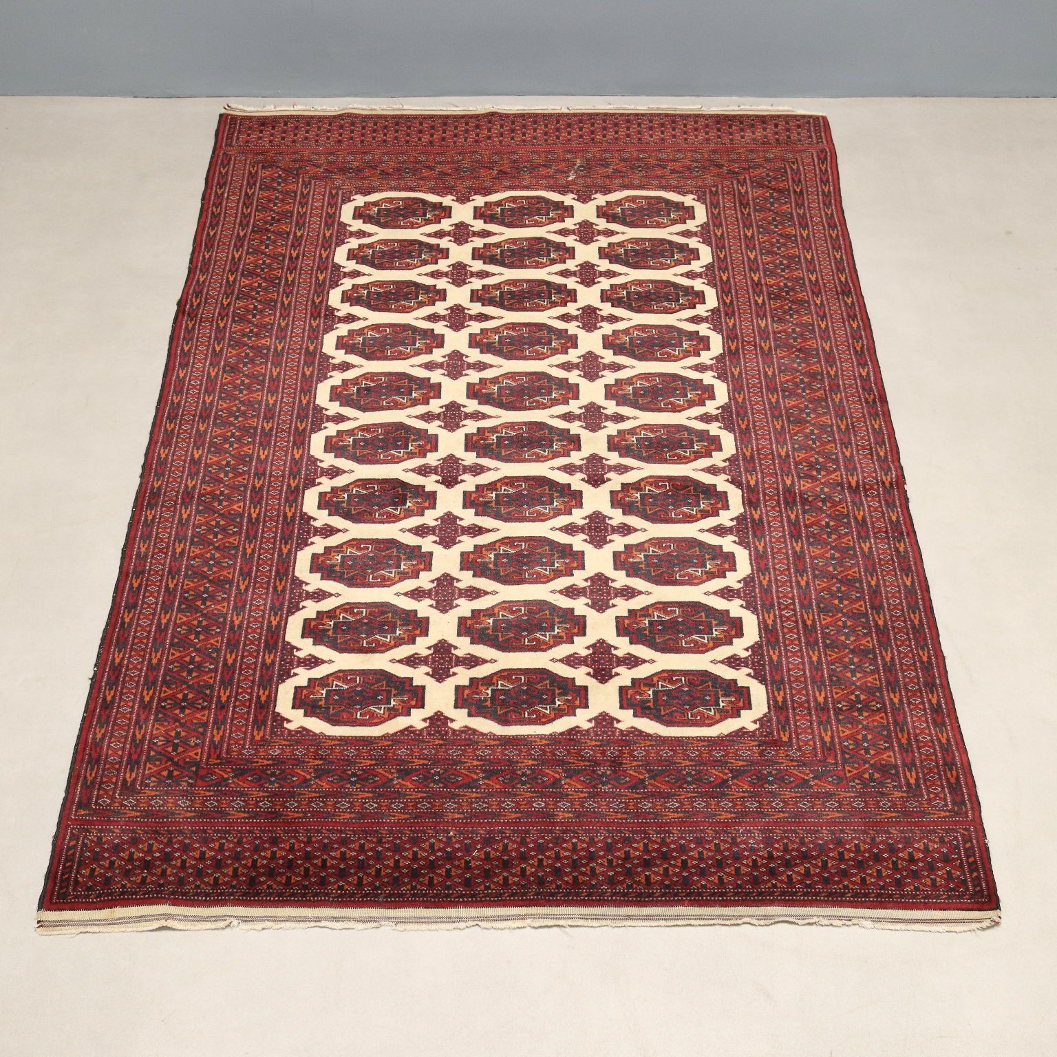 Antique Asian Carpet Cotton Wool Thin Knot 71 X 50 In photo for sale