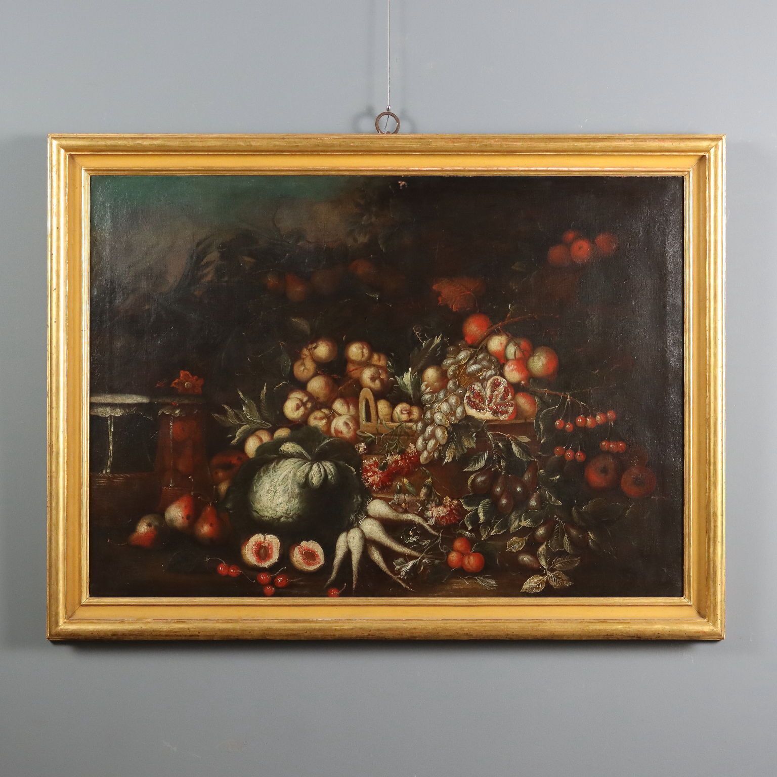 Antique Painting Still Life With Fruit Oil On Canvas XVIII Century