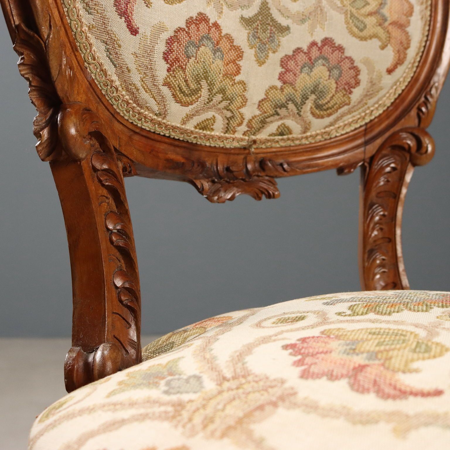 Furniture Chairs Baroque Style Carved Walnut Italy XIX Century photo