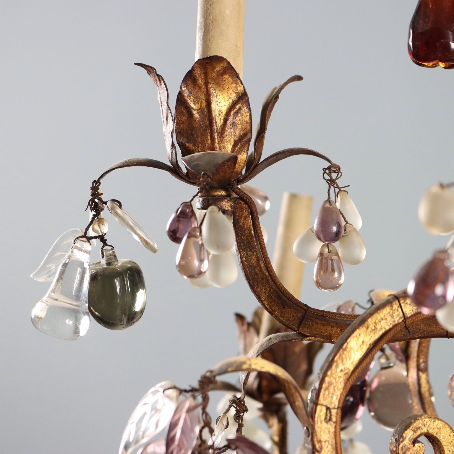 photo for sale Antique Chandelier Glass Gilded Iron 8 Lights Italy XIX Century