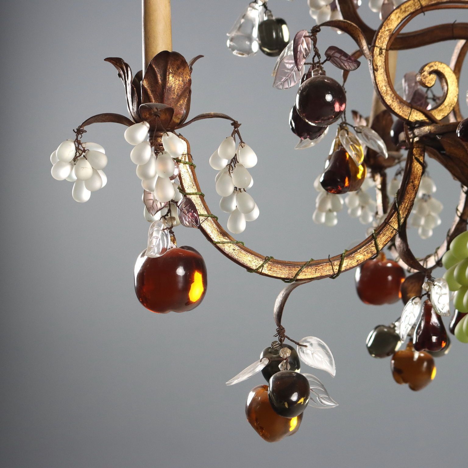 Lighting Antique Chandelier Glass Gilded Iron 8 Lights Italy XIX Century photo