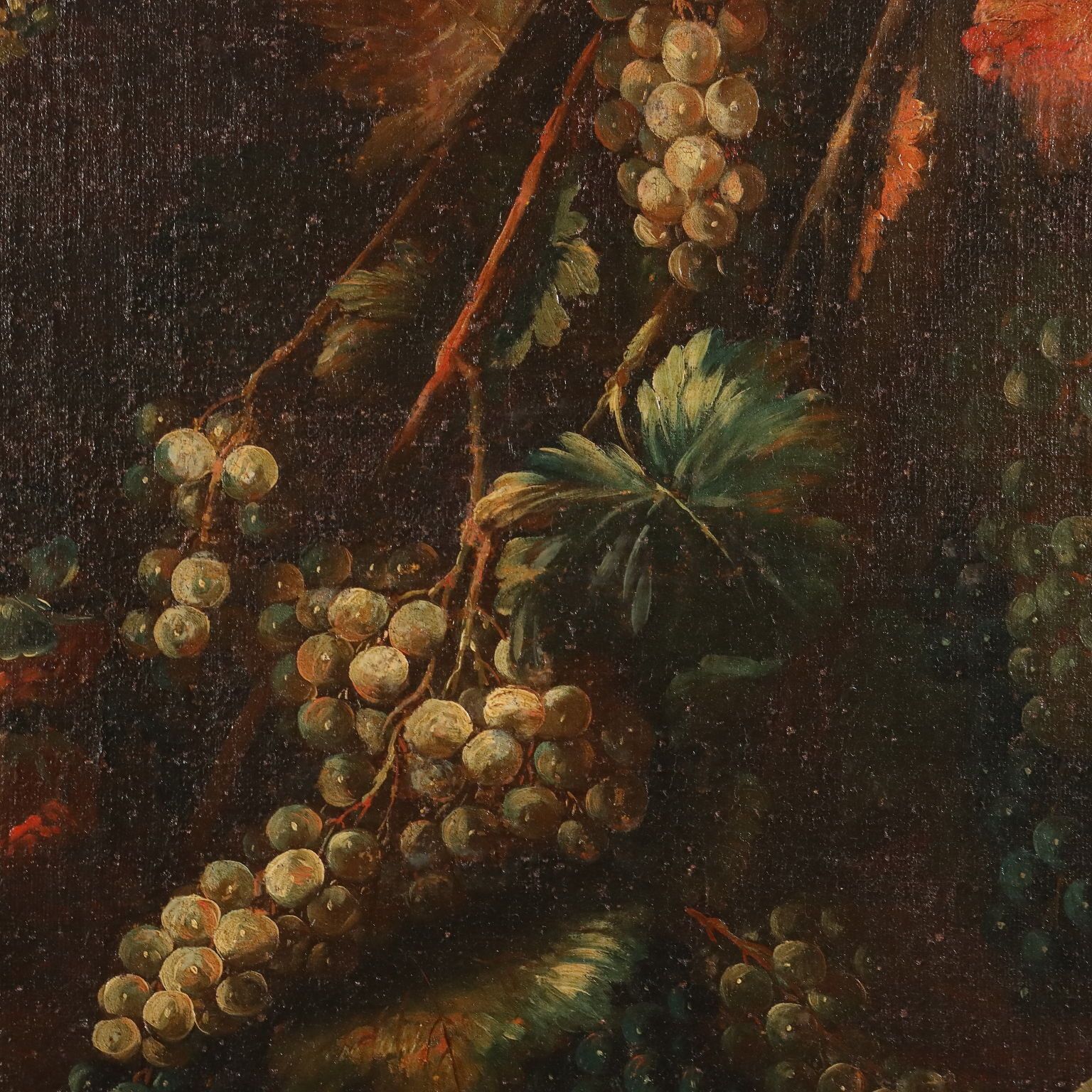 Antique Painting Still Life With Flowers Fruit And Birds XVIII Century photo vinterior