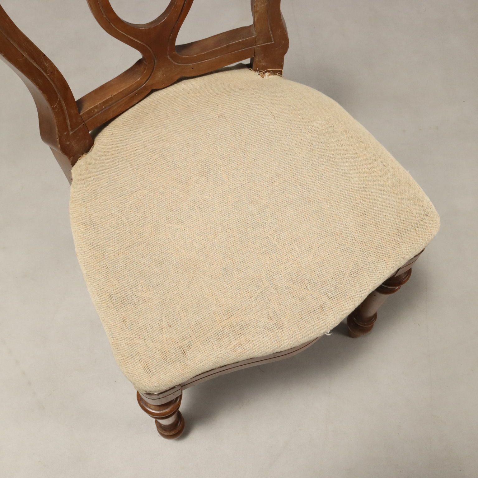 Antique Chairs Walnut Horsehair Padding Italy XIX Century photo buy