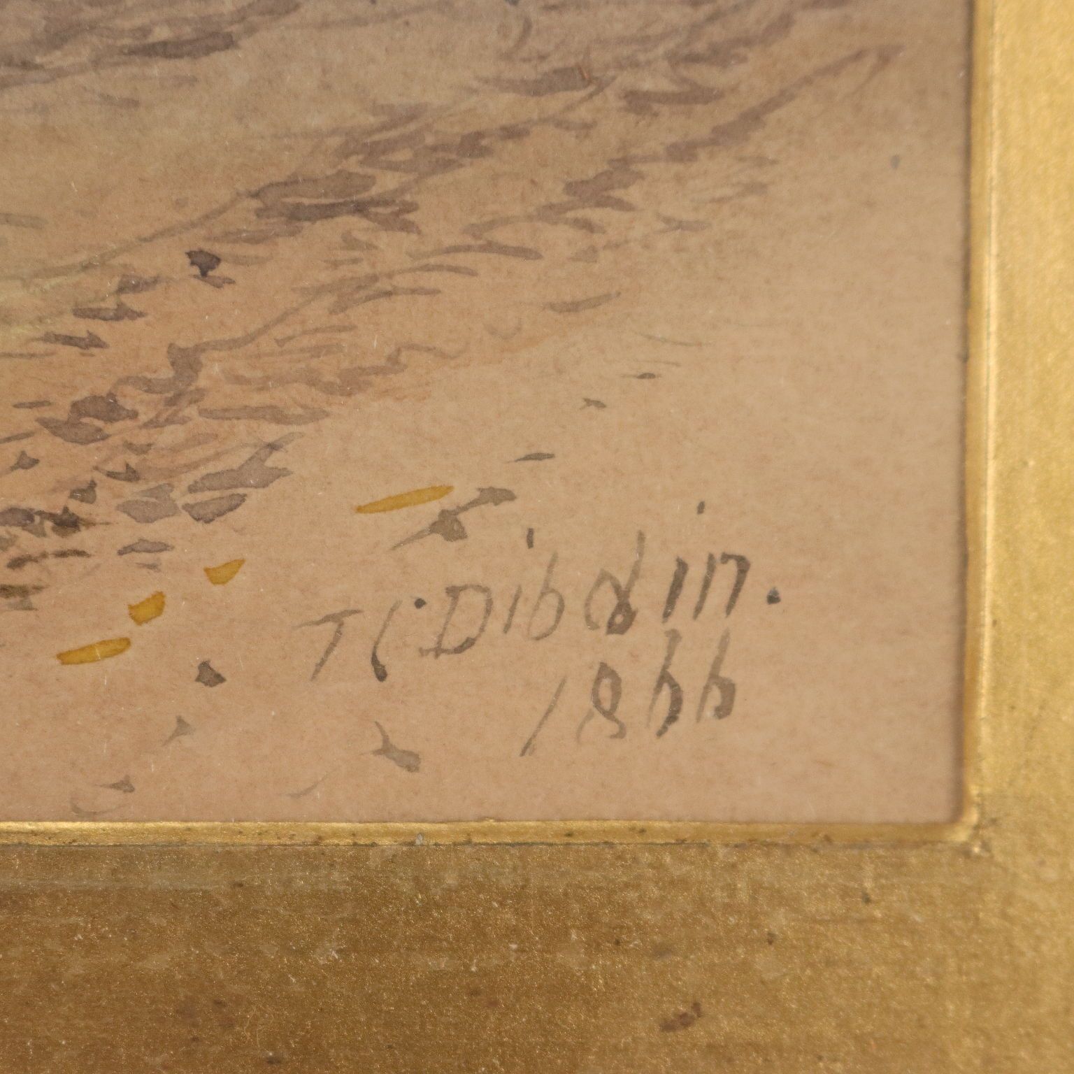 Antique Painting Signed T. Colman Dibdin Old Square In Rouen 1886 photo vintage
