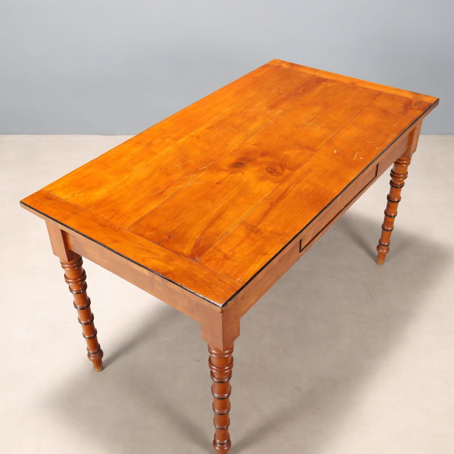 Antique Table Cherrywood Fir Drawer Italy XIX Century photo vintage