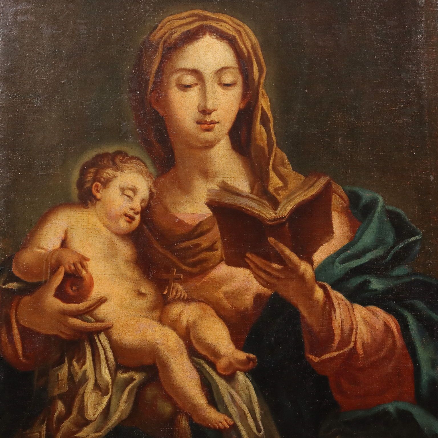 Antique Painting Copy From Francesco Trevisani Virgin Mary '700 photo for sale