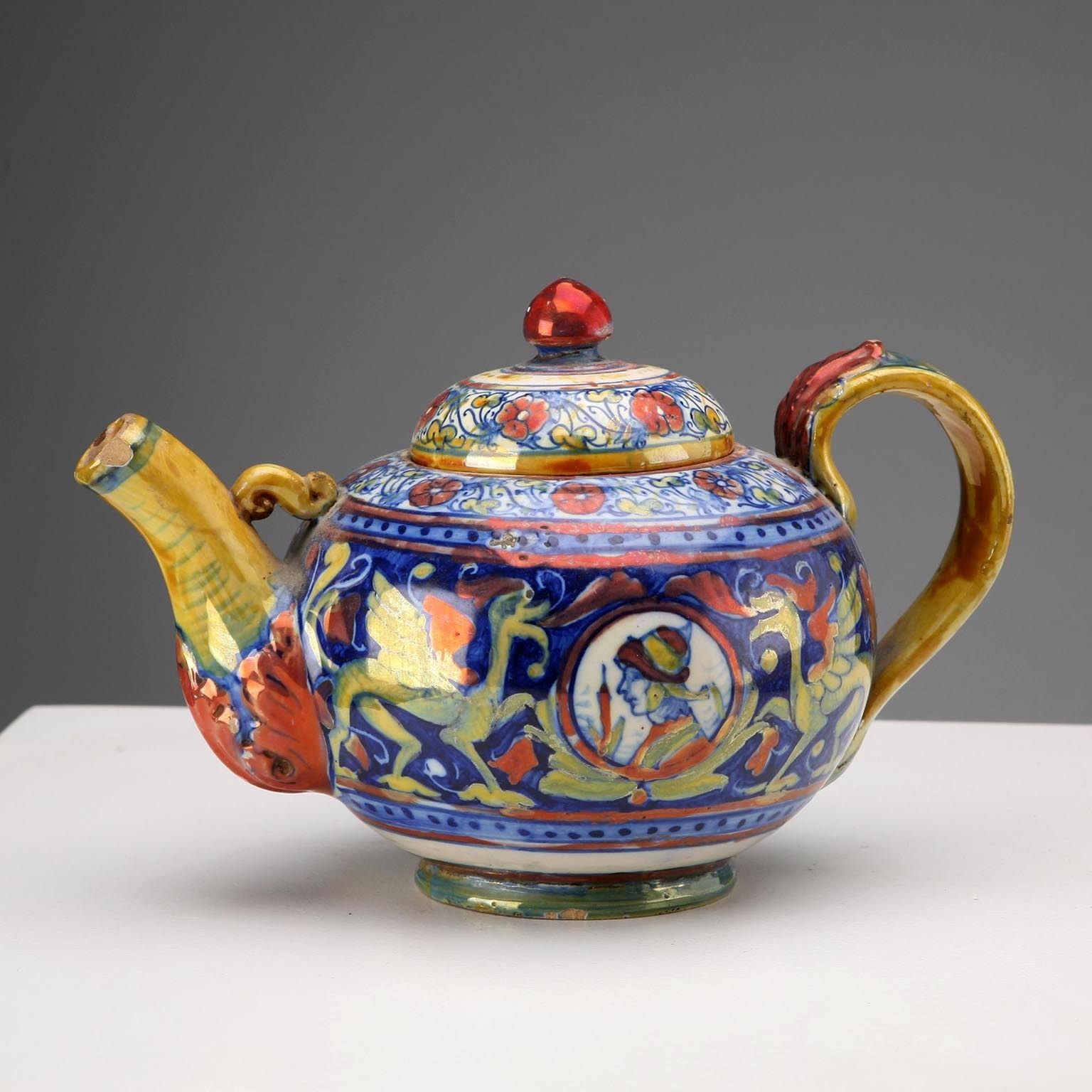 Antique Teapot Gualdo Tadino Ceramic Italy XX Century photo for sale