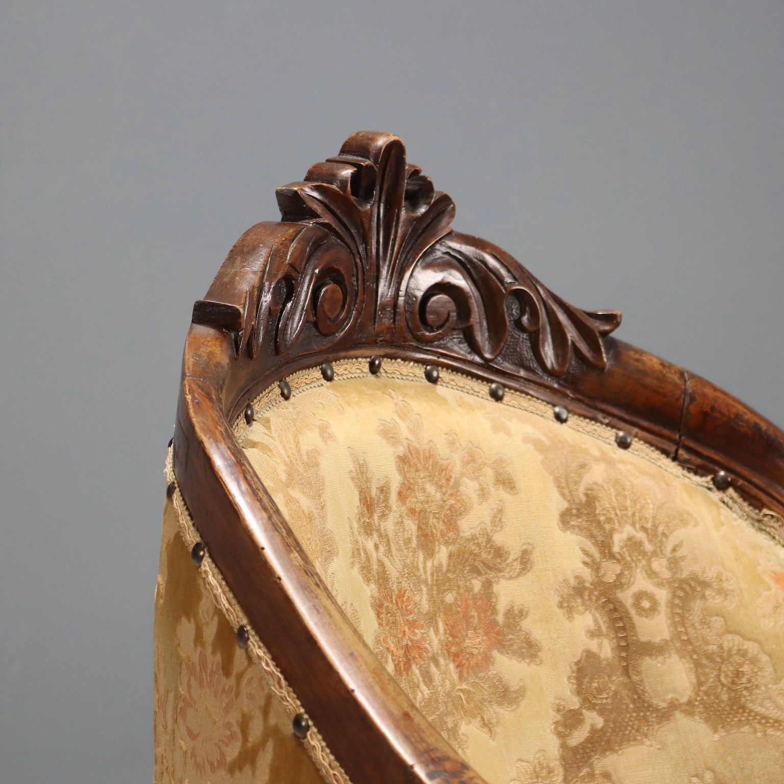 Antique Armchair Walnut Fabric Italy XIX Century photo Furniture