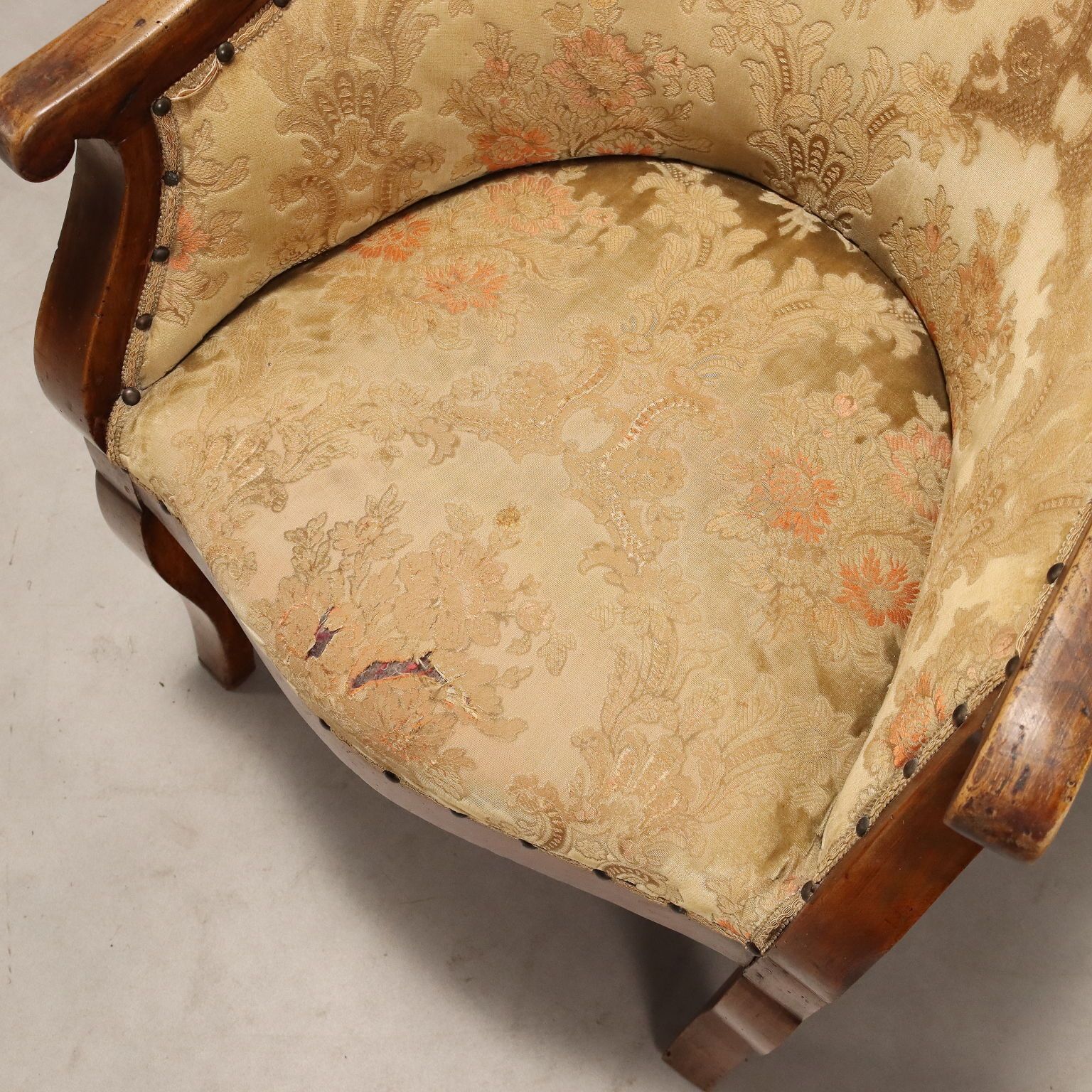 Antique Armchair Walnut Fabric Italy XIX Century photo vintage