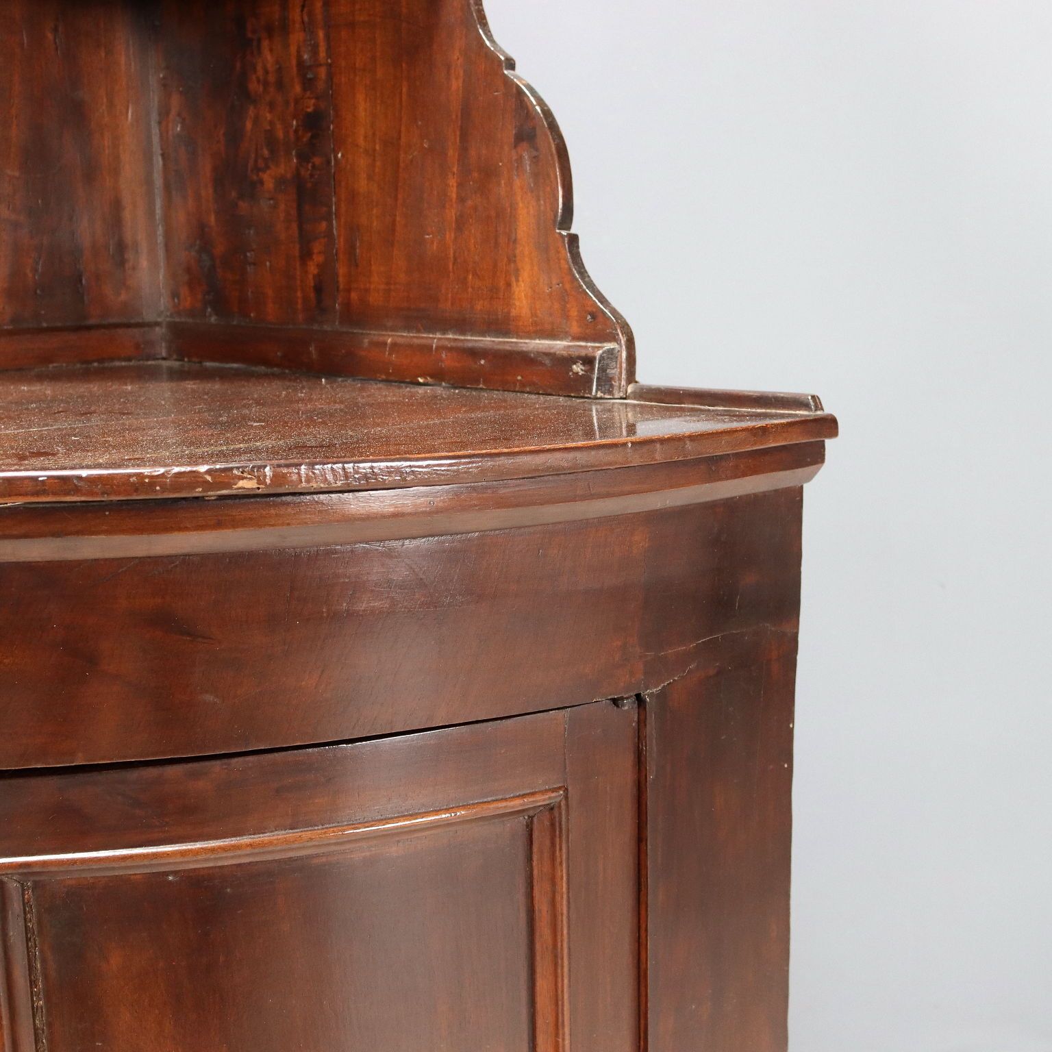 Antique Corner Cabinet Walnut Painted Poplar Italy XIX Century photo vinterior