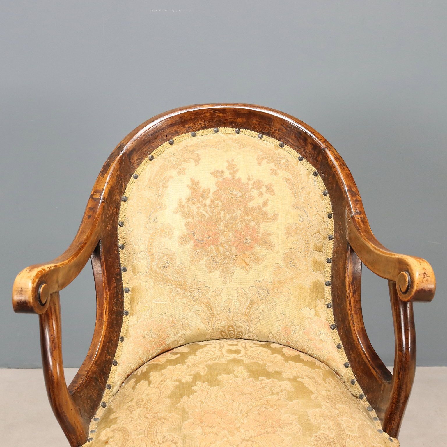 Antique Armchair Set Walnut Fabric Italy XIX Century photo Furniture