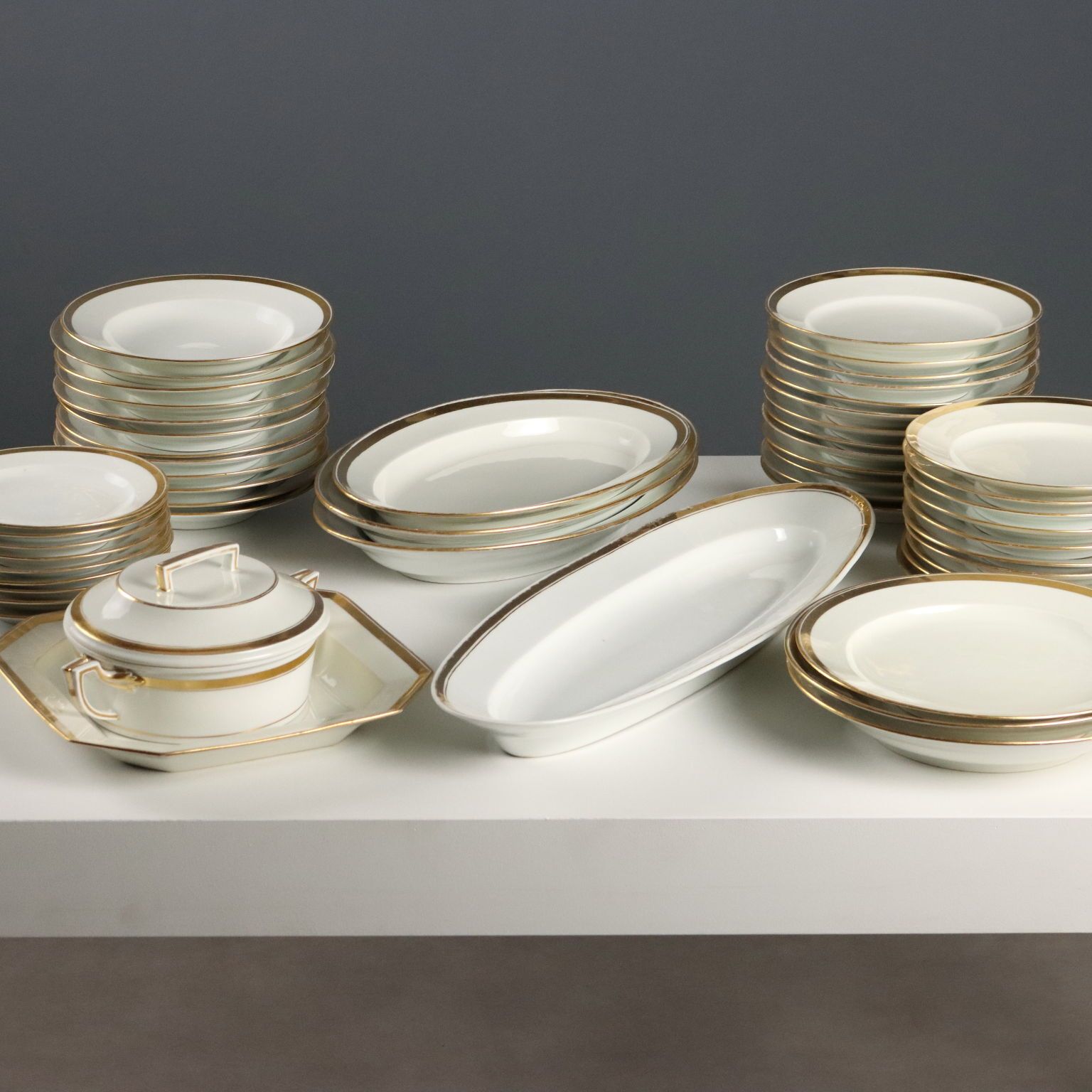 Antique Plate Set Vienna Porcelain Austria Mid XIX Century photo for sale