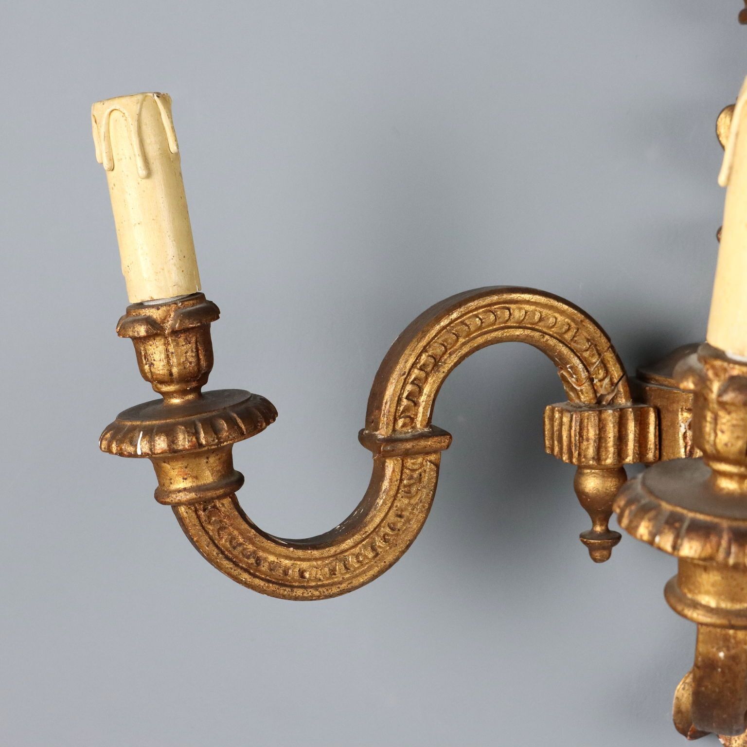 Antique Wall Lamps Carved Wood Italy XX Century photo Lighting