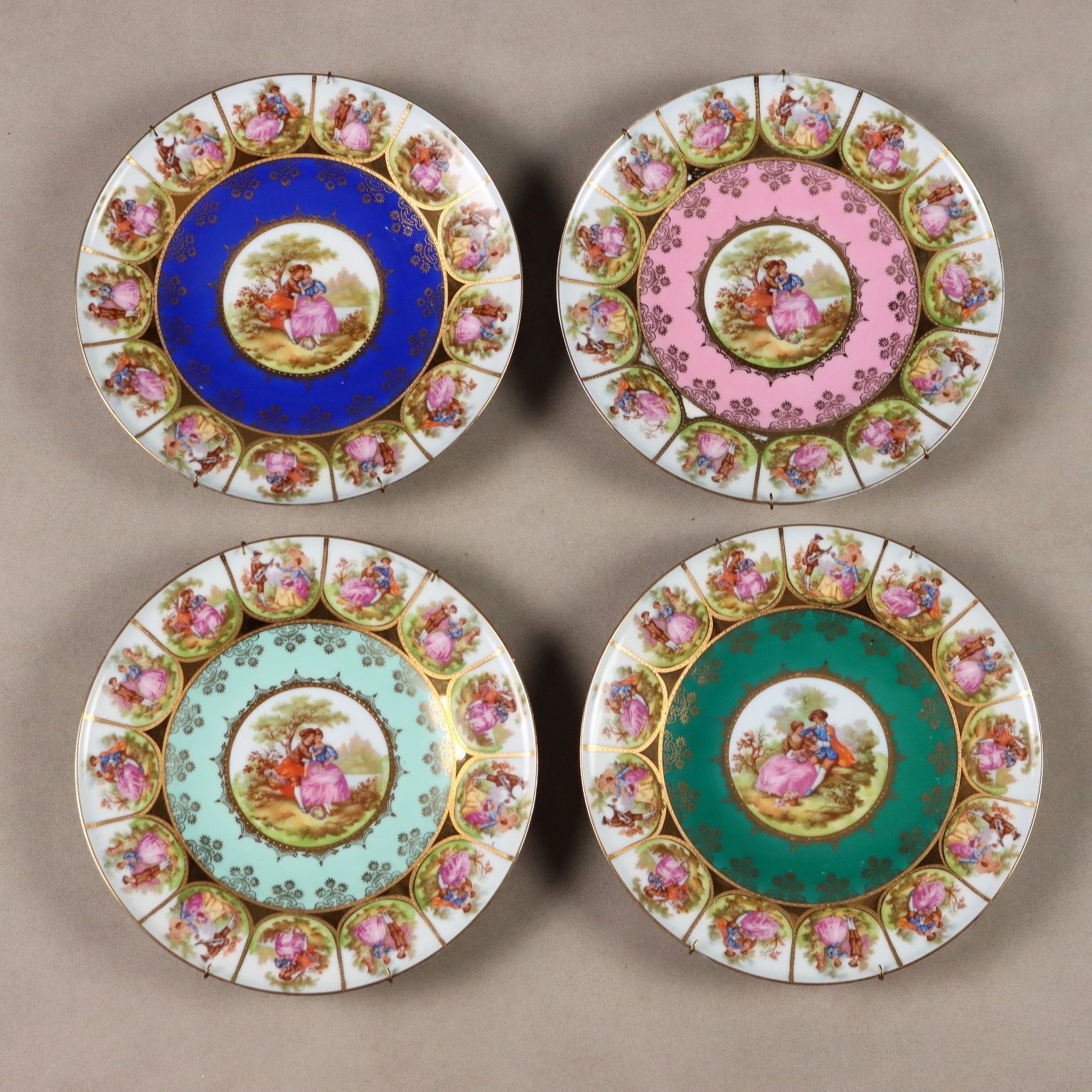 Antique J.K.W. Plates Multicoloured Porcelain Germany XX Century