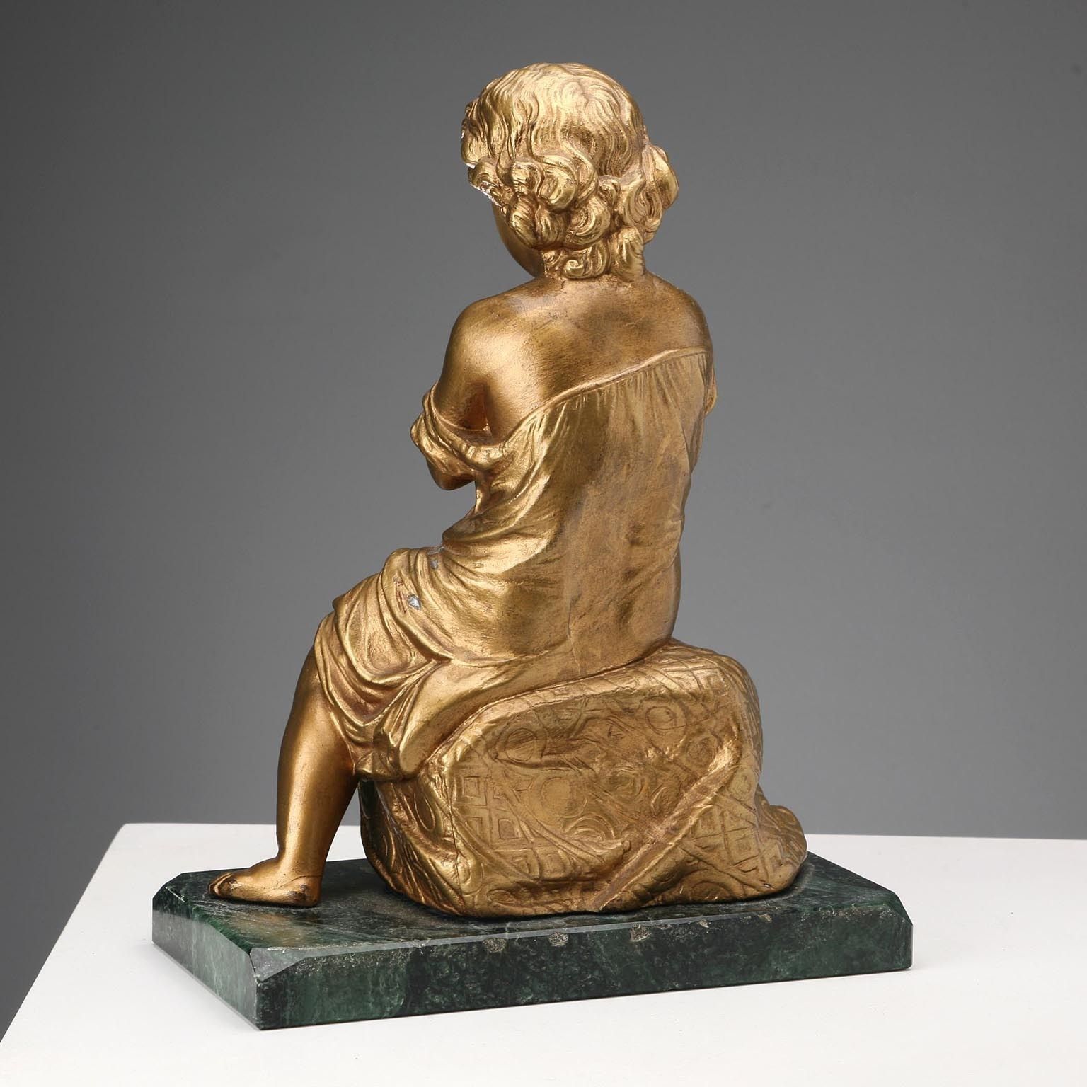 Antique Figurine Young Praying Girl Gilded Metal XIX XX Century photo for sale